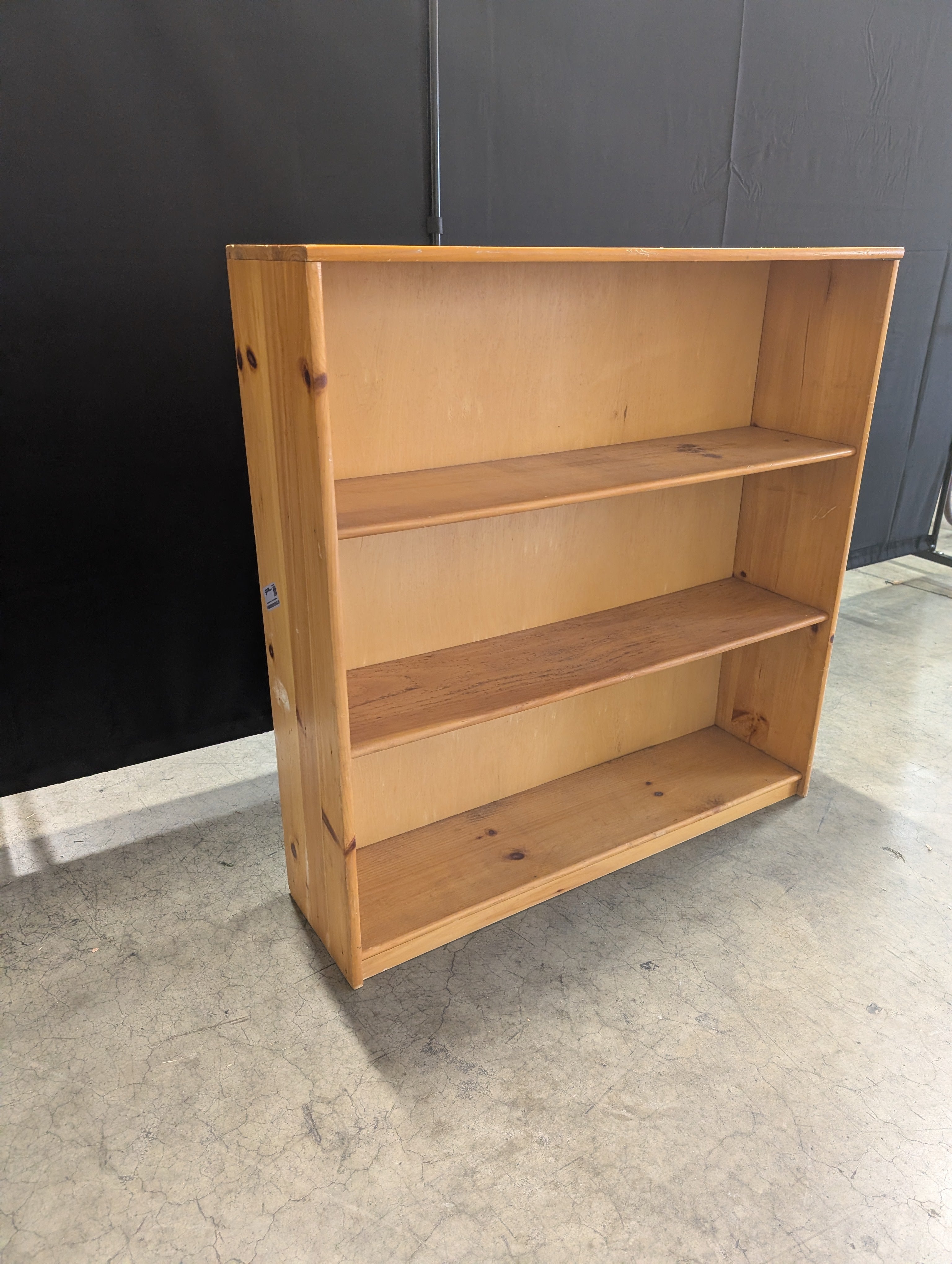 Natural Wood Three-Tier Storage Bookcase