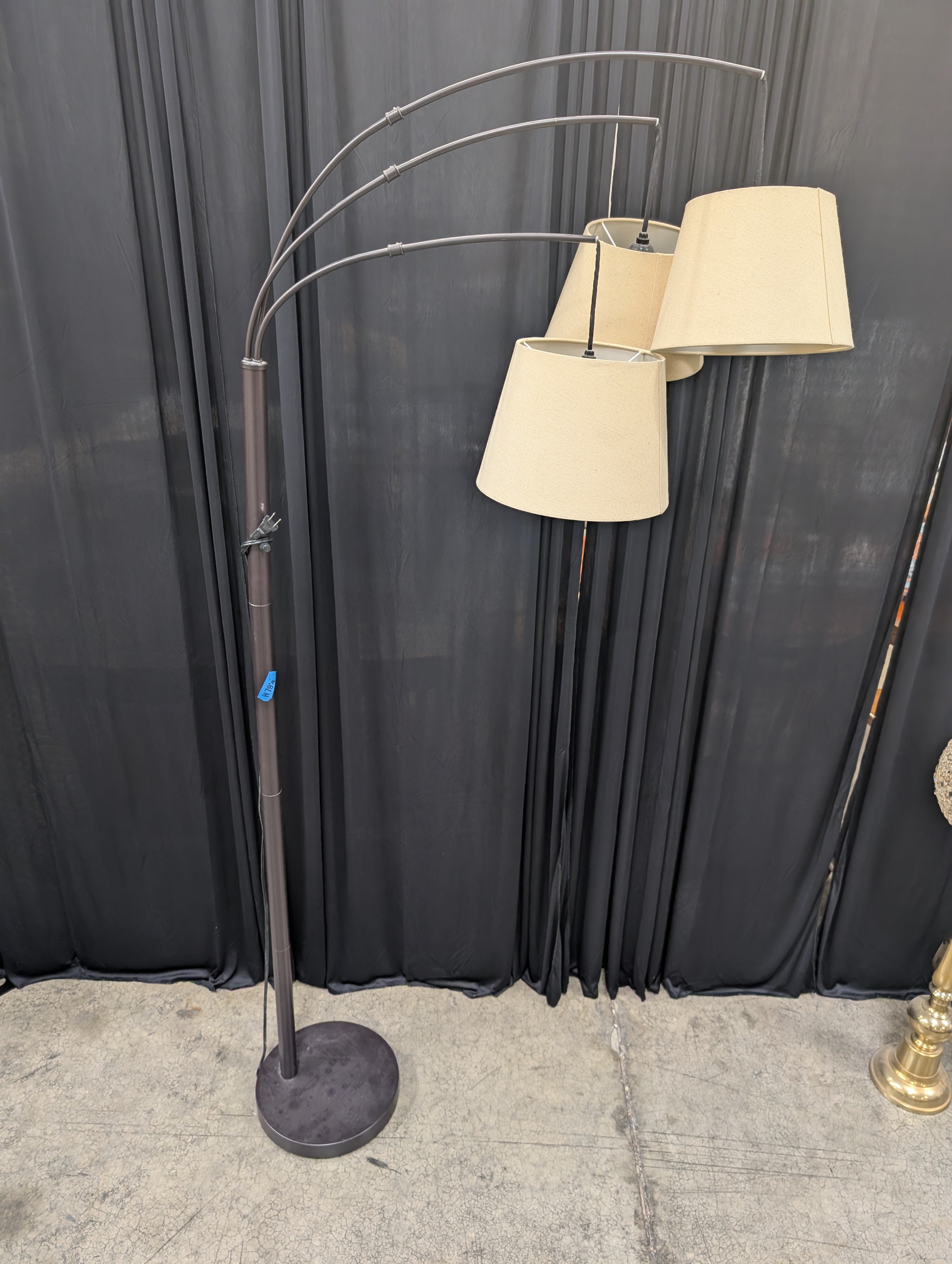 Three-Light Arc Floor Lamp with Fabric Shades