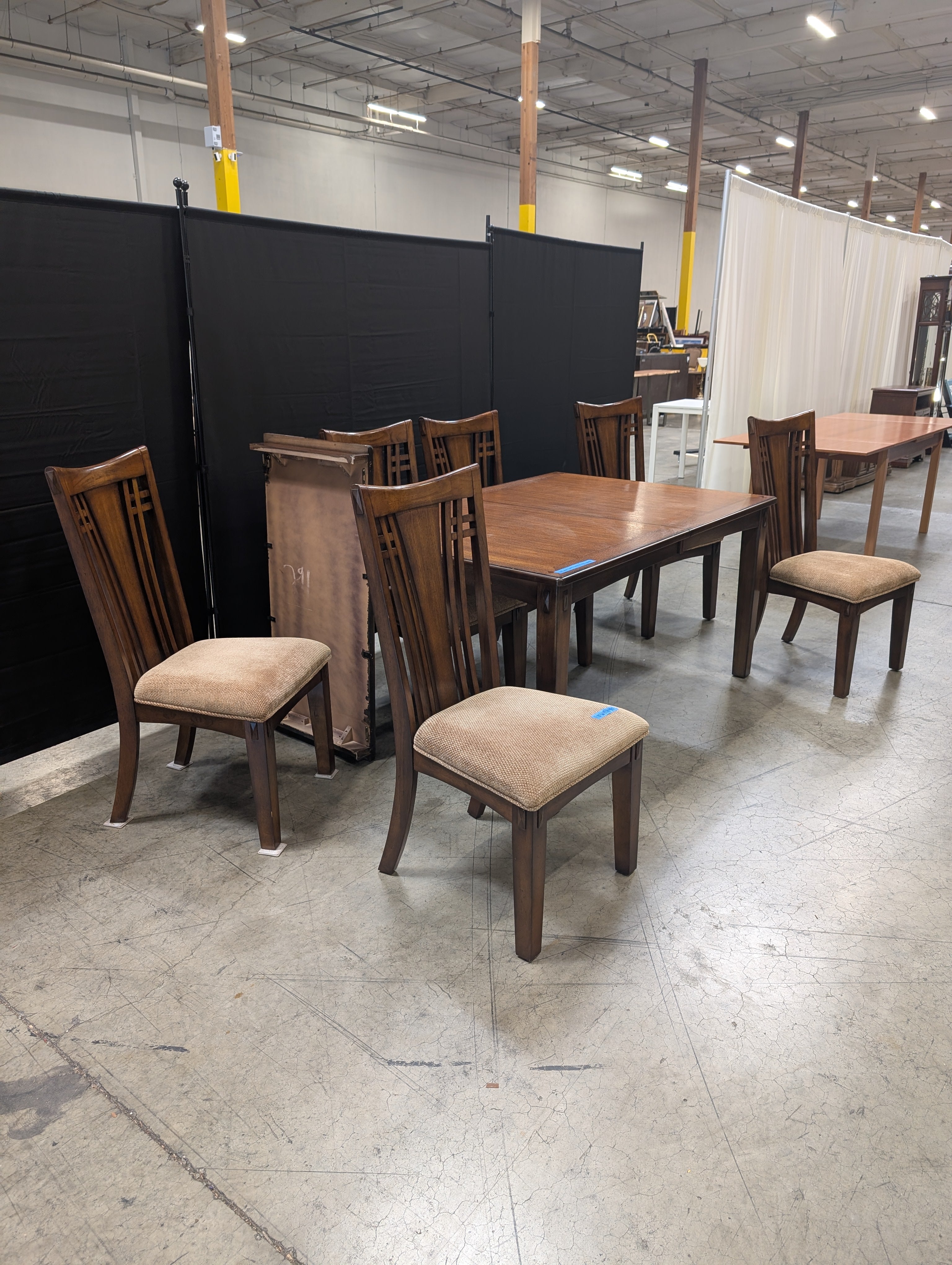 Rectangular Wood Dining Table and Six Chairs in Dark Stain Dining Set