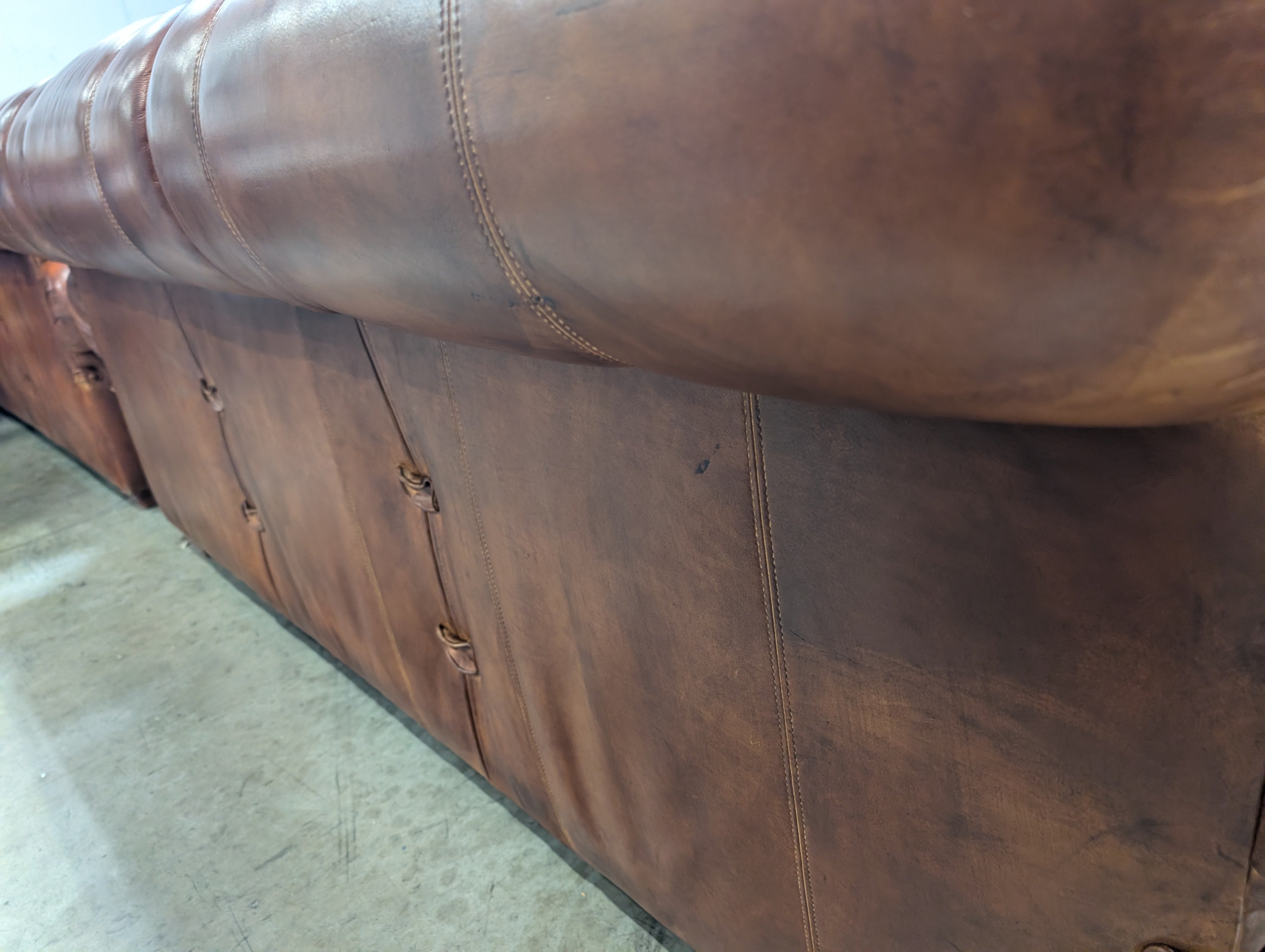Lauren Leather Co. Full-Grain Distressed Leather Sofa - Custom Made High End - Made in USA (2 Available)