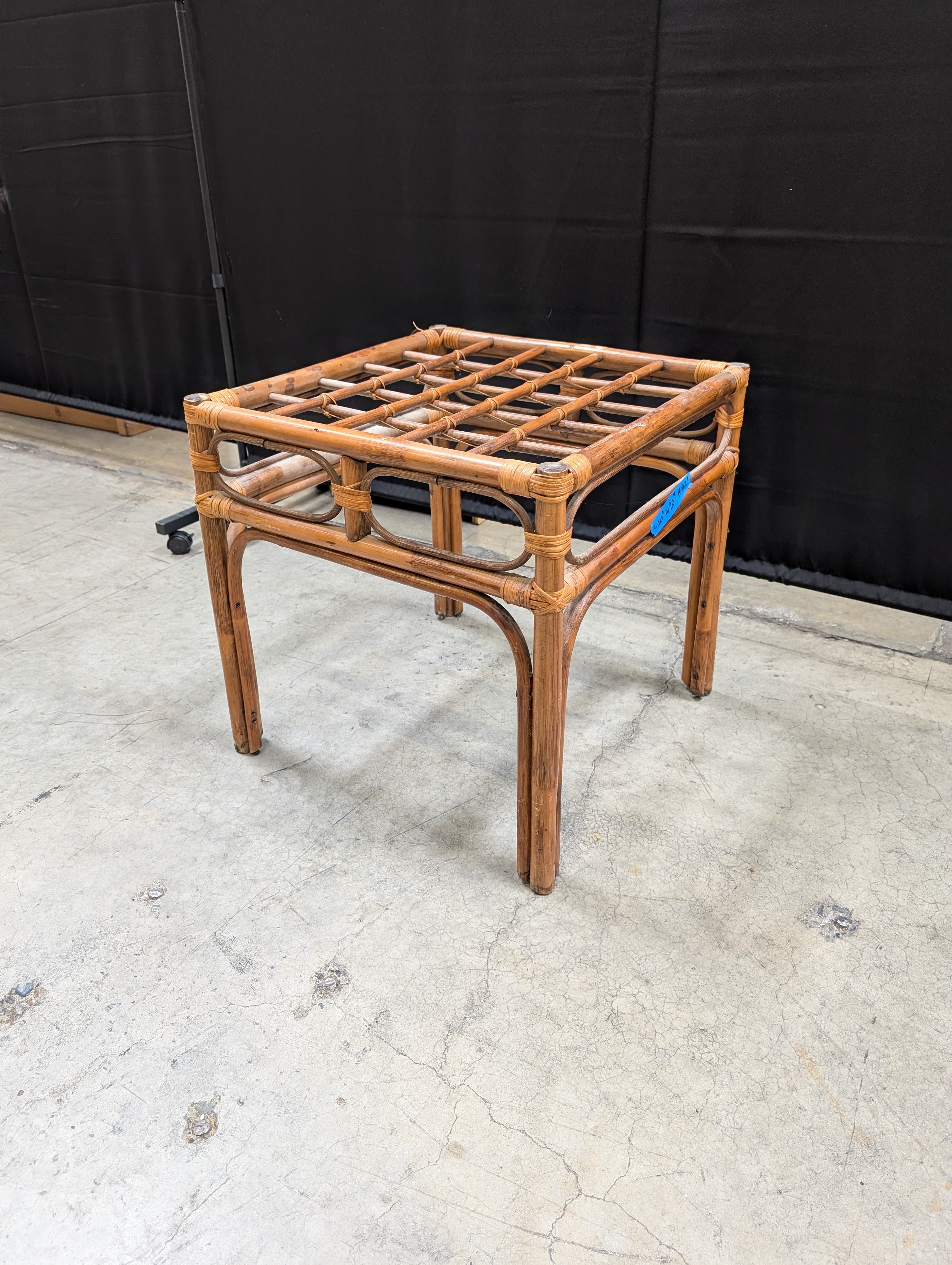 Square Rattan and Bamboo Side Table