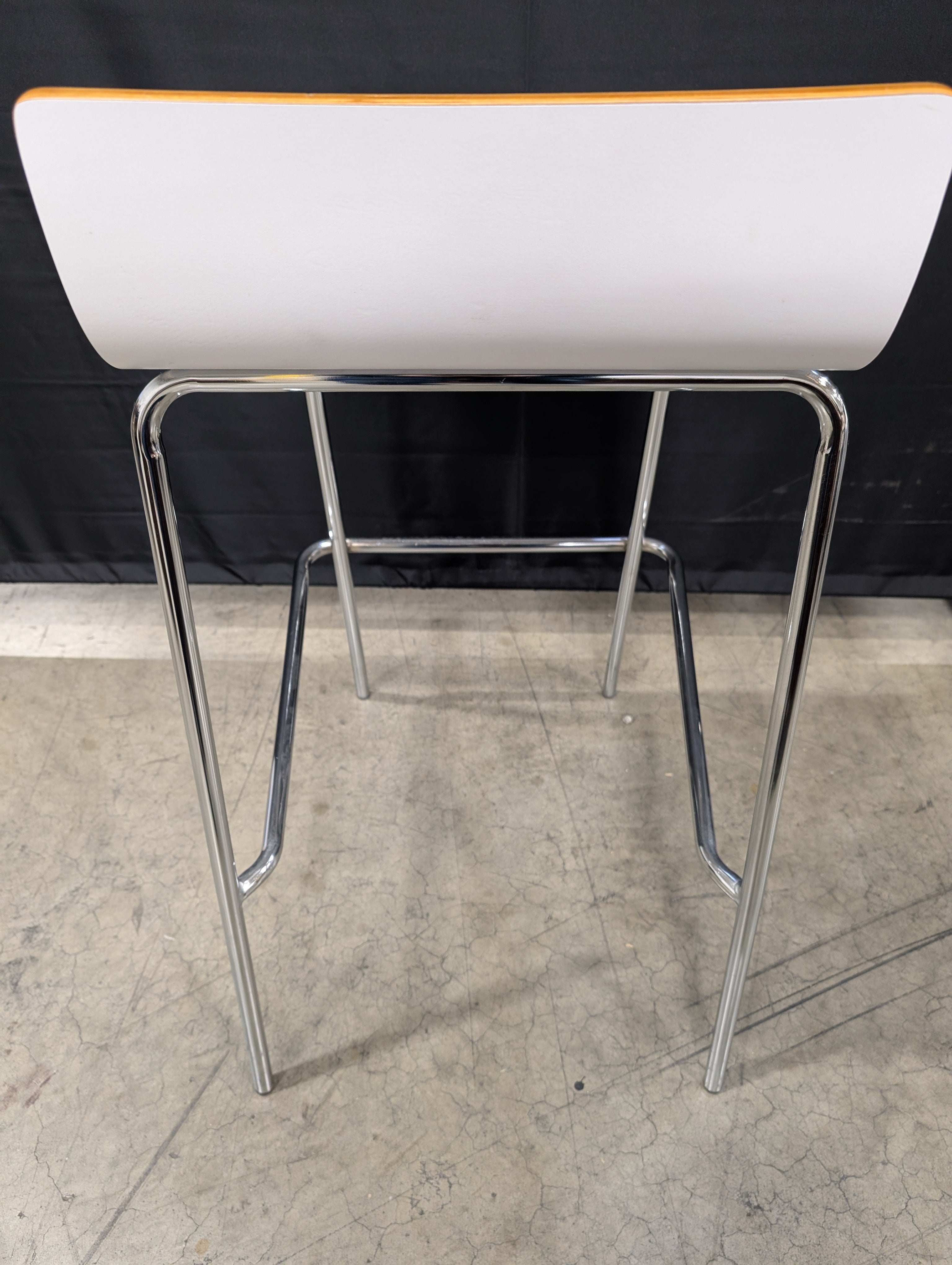 Modern White Counter Stool with Chrome Base