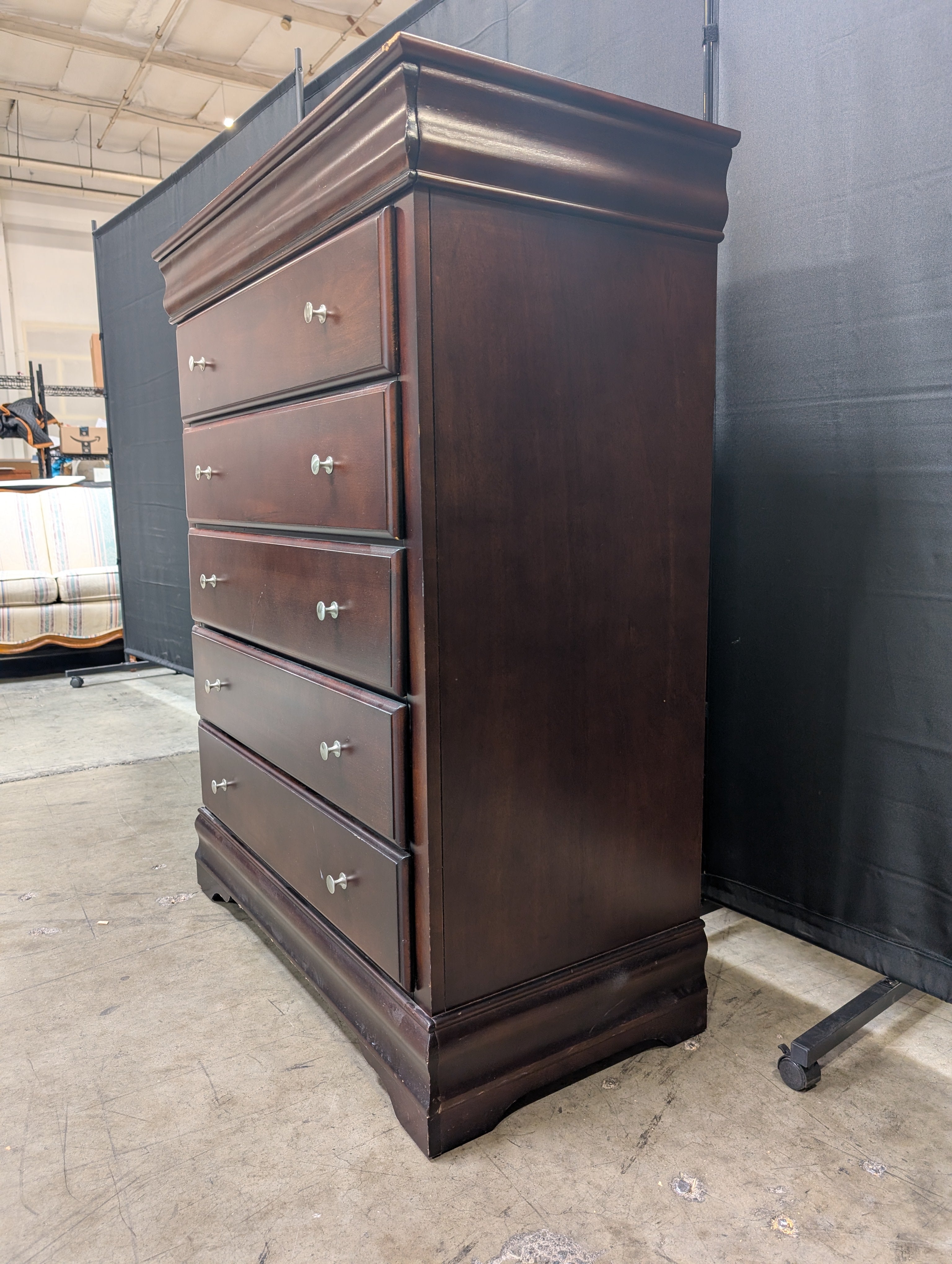 Traditional Six-Drawer Cherry Finish Wood Chest