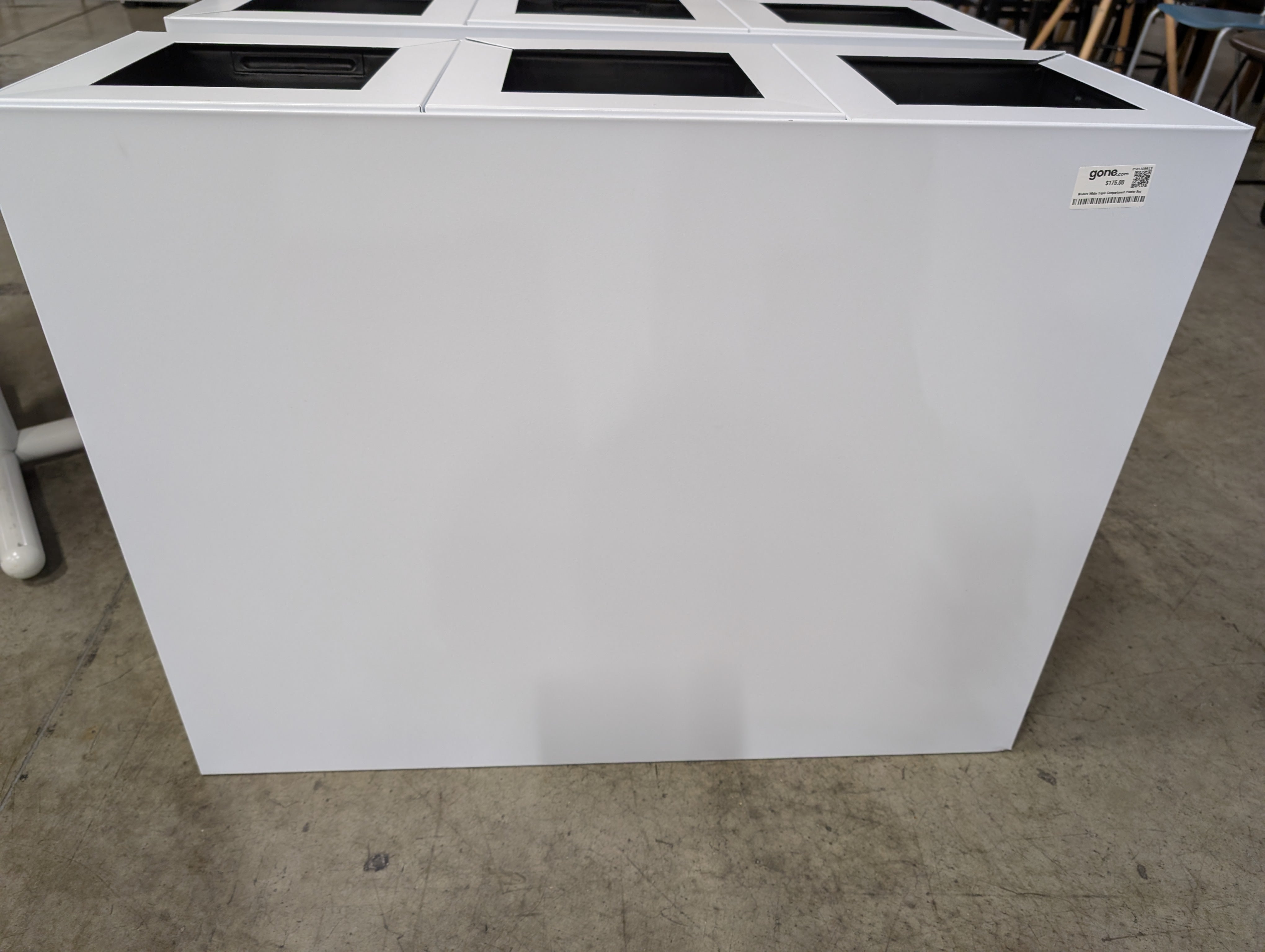 Modern White Triple Compartment Planter Box