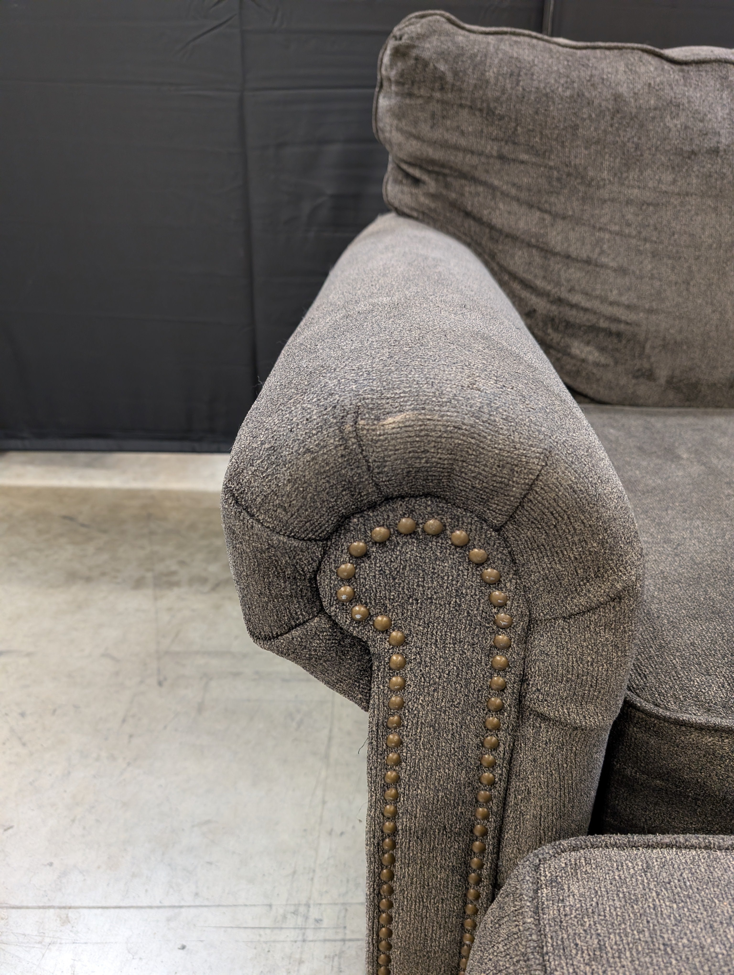 Used Club Chair and Ottoman Set with Nailhead Trim