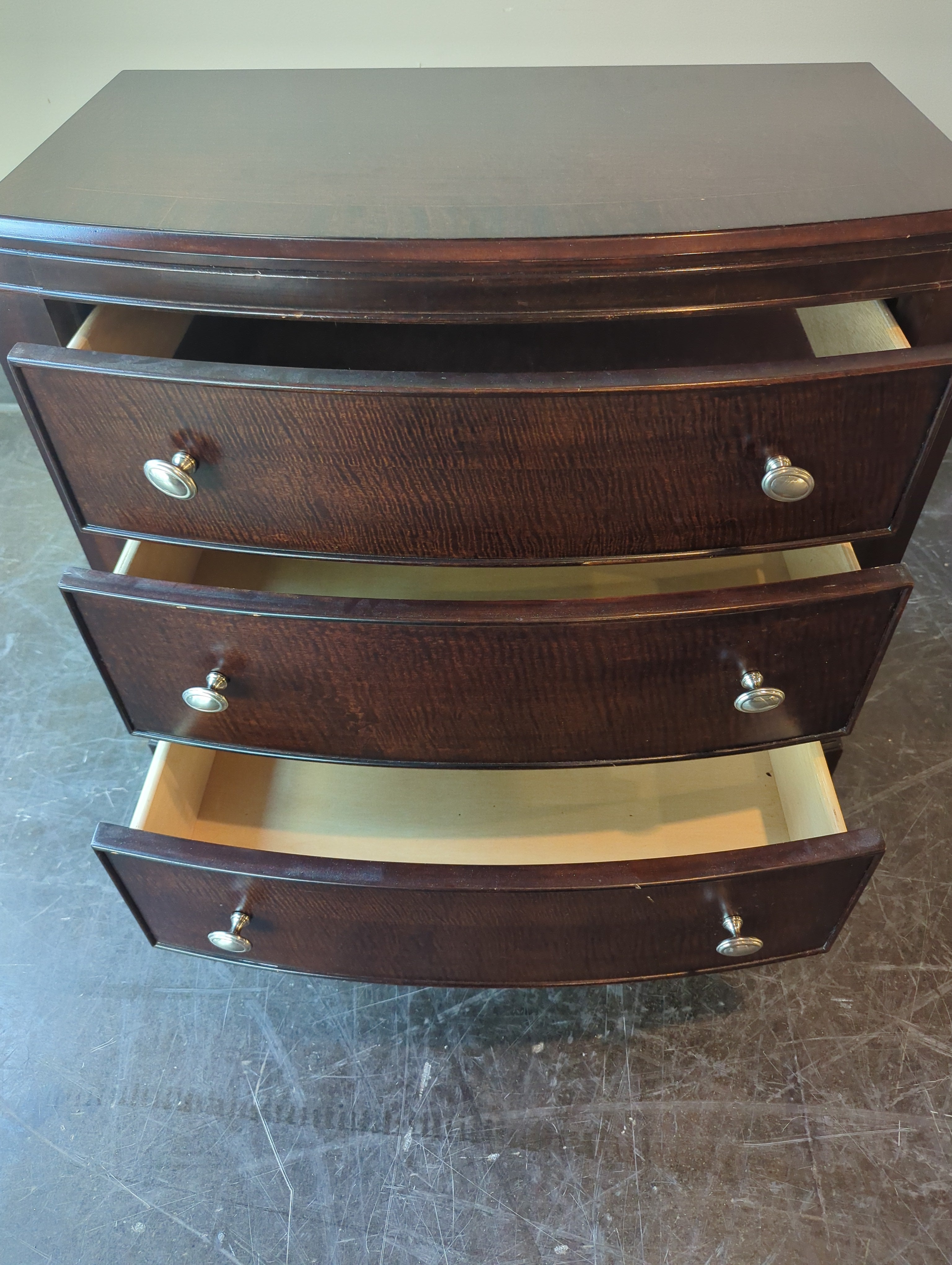Dark Wood Nightstand with Three Drawers