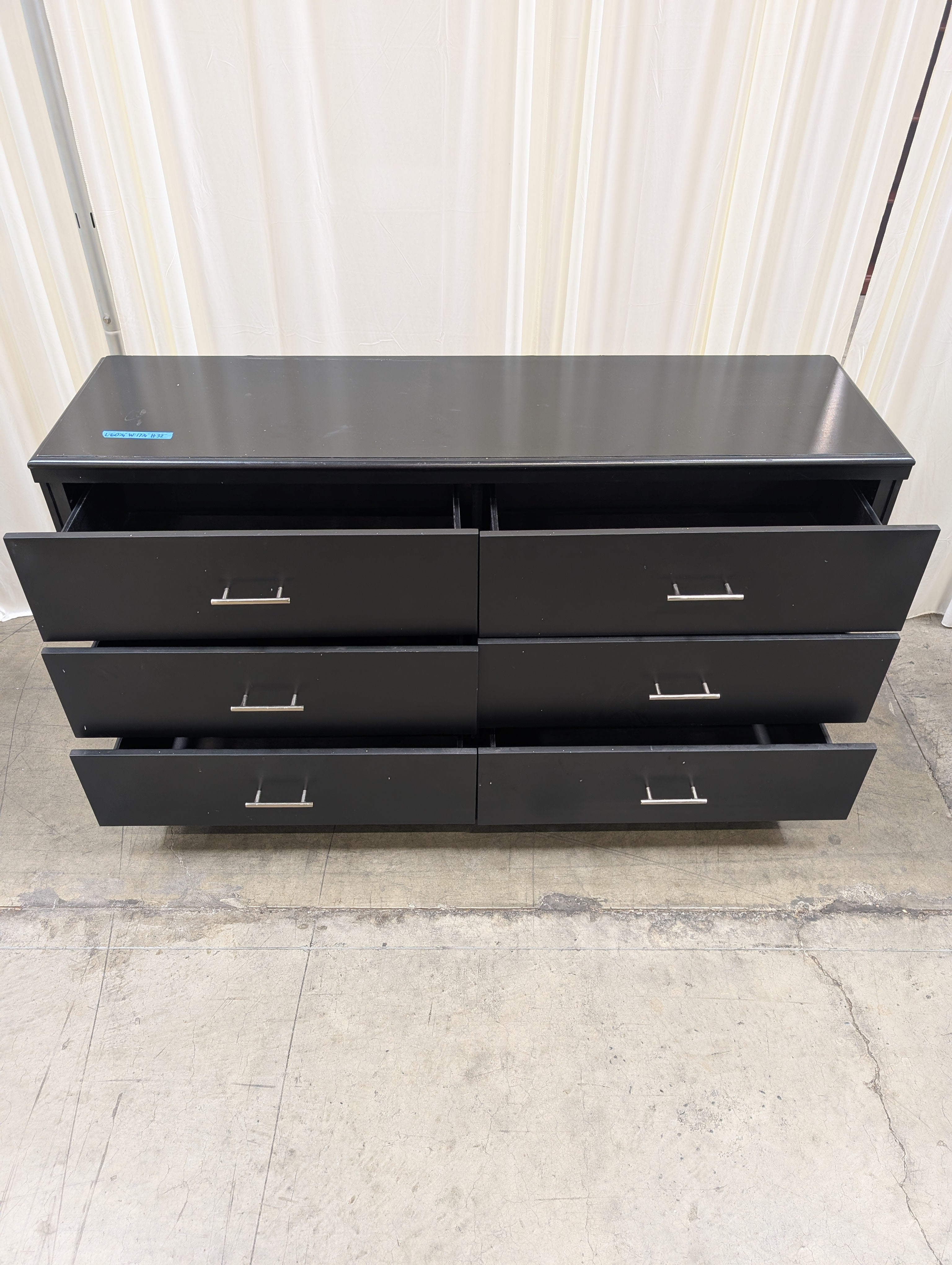Matte Black Six-Drawer Dresser