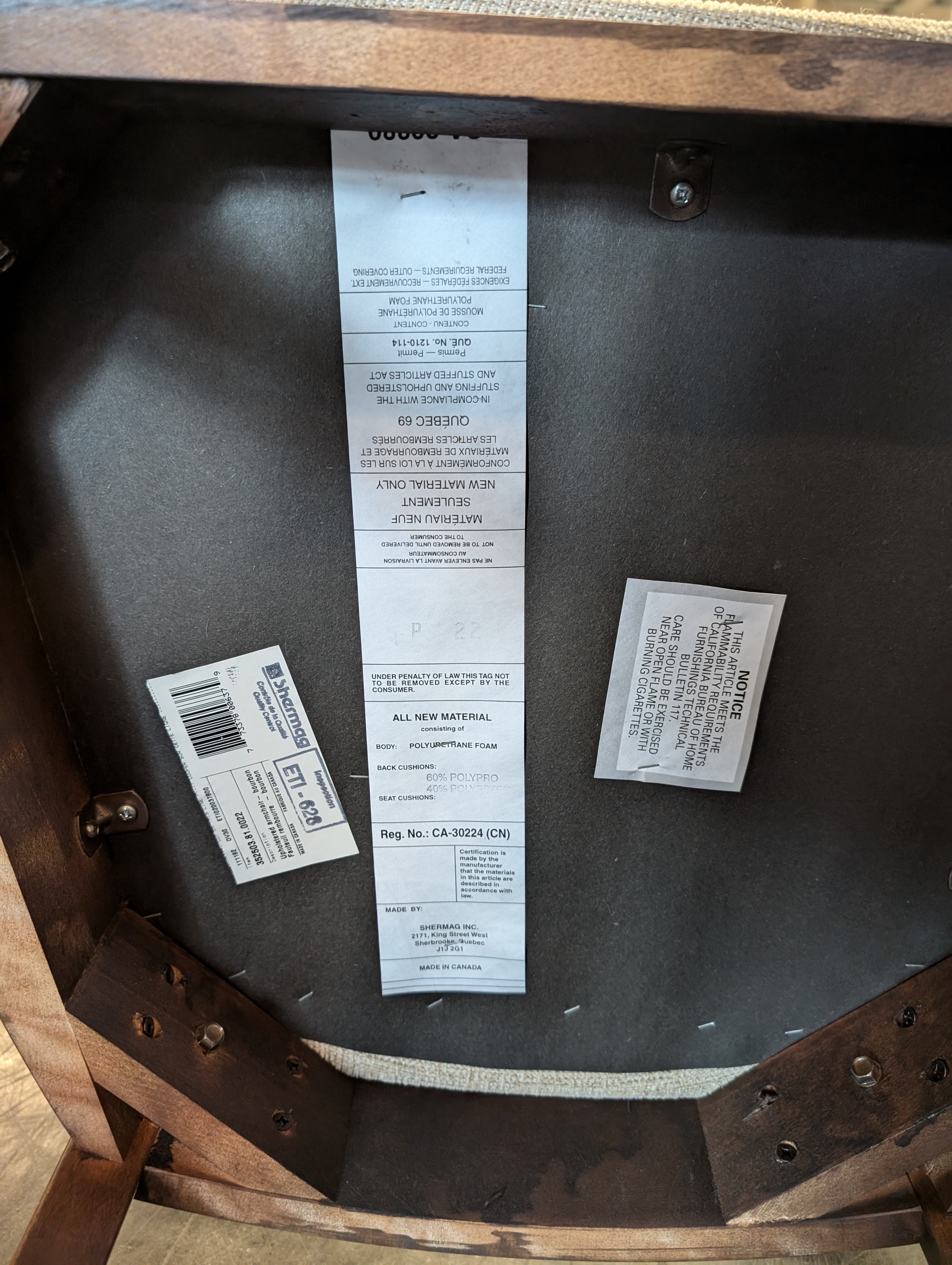 Pair of Sturdy Brown Wood Chair with Beige Upholstery