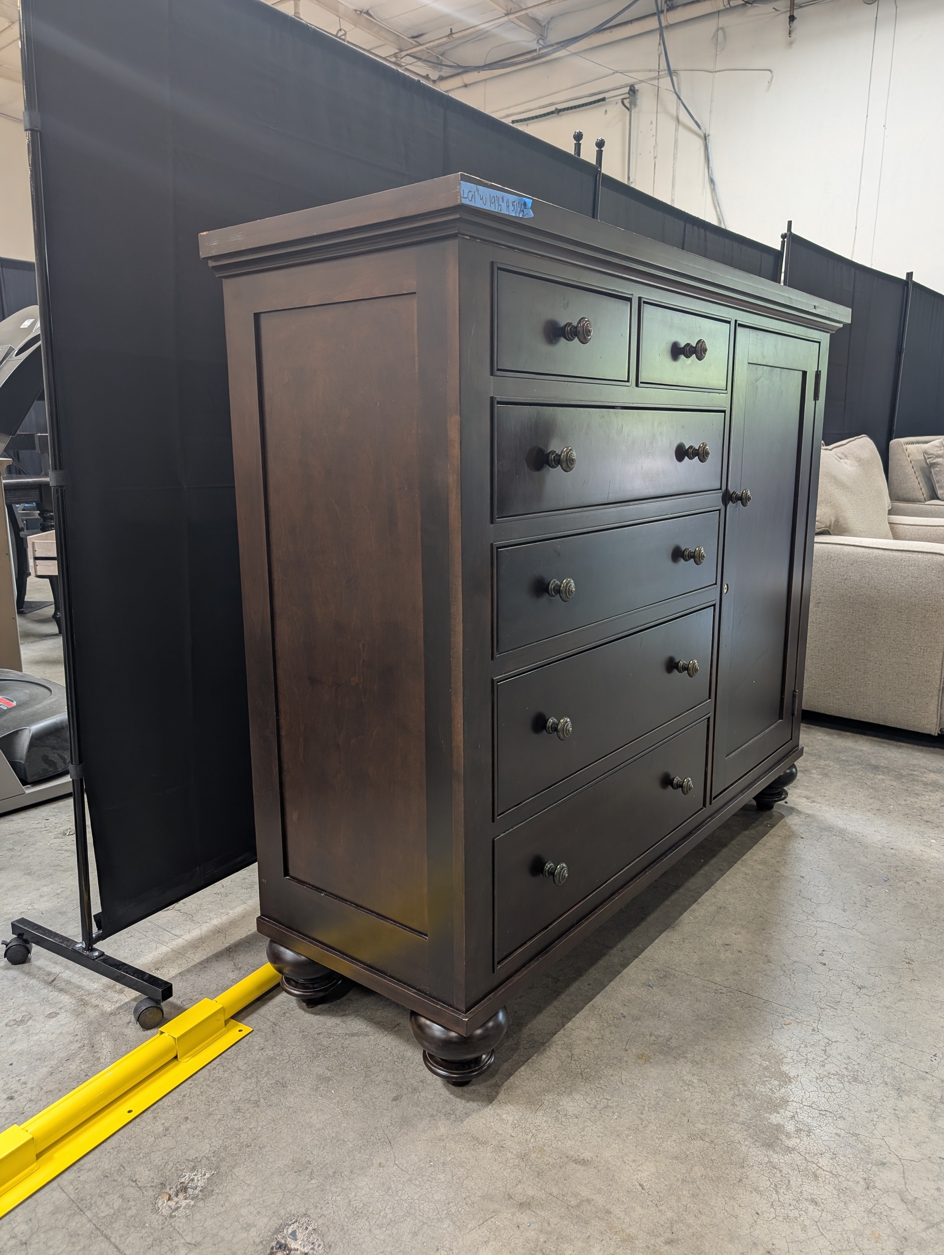Restoration Hardware Dark Espresso Wood Dresser with Side Cabinet