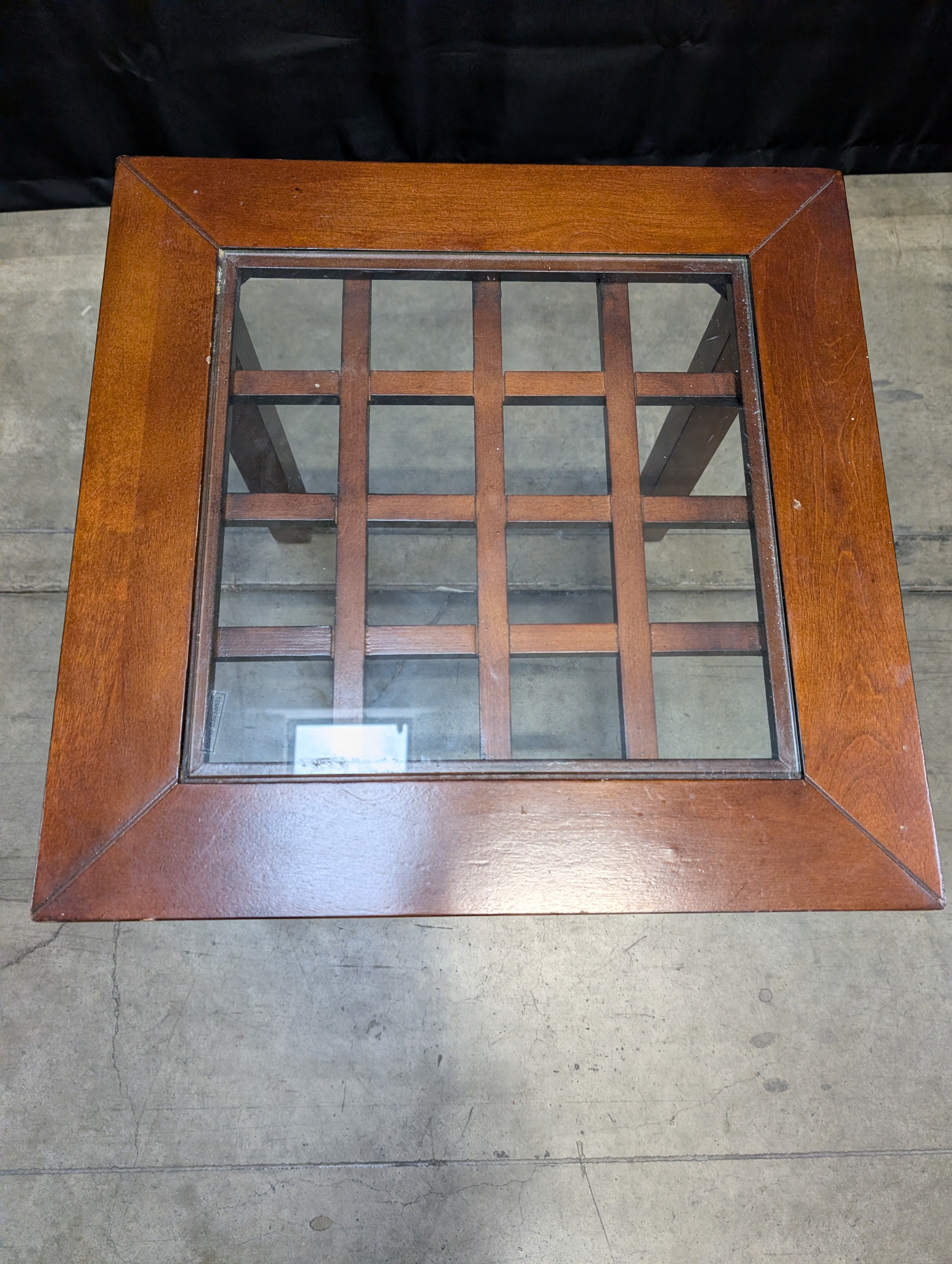Sturdy Wood Side Table with Glass Top