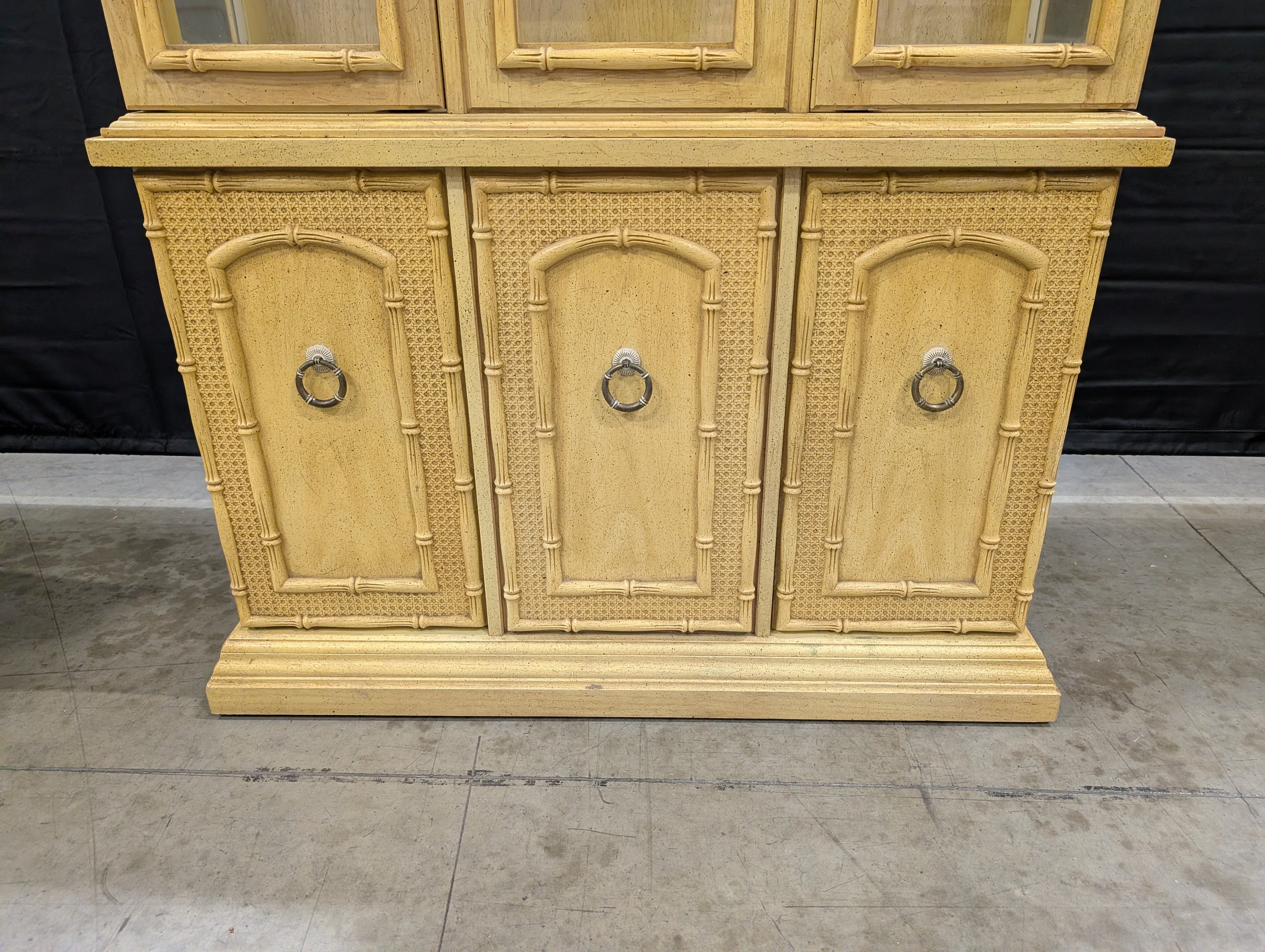 Vintage Chinoiserie Style Display Cabinet with Bamboo Detailing