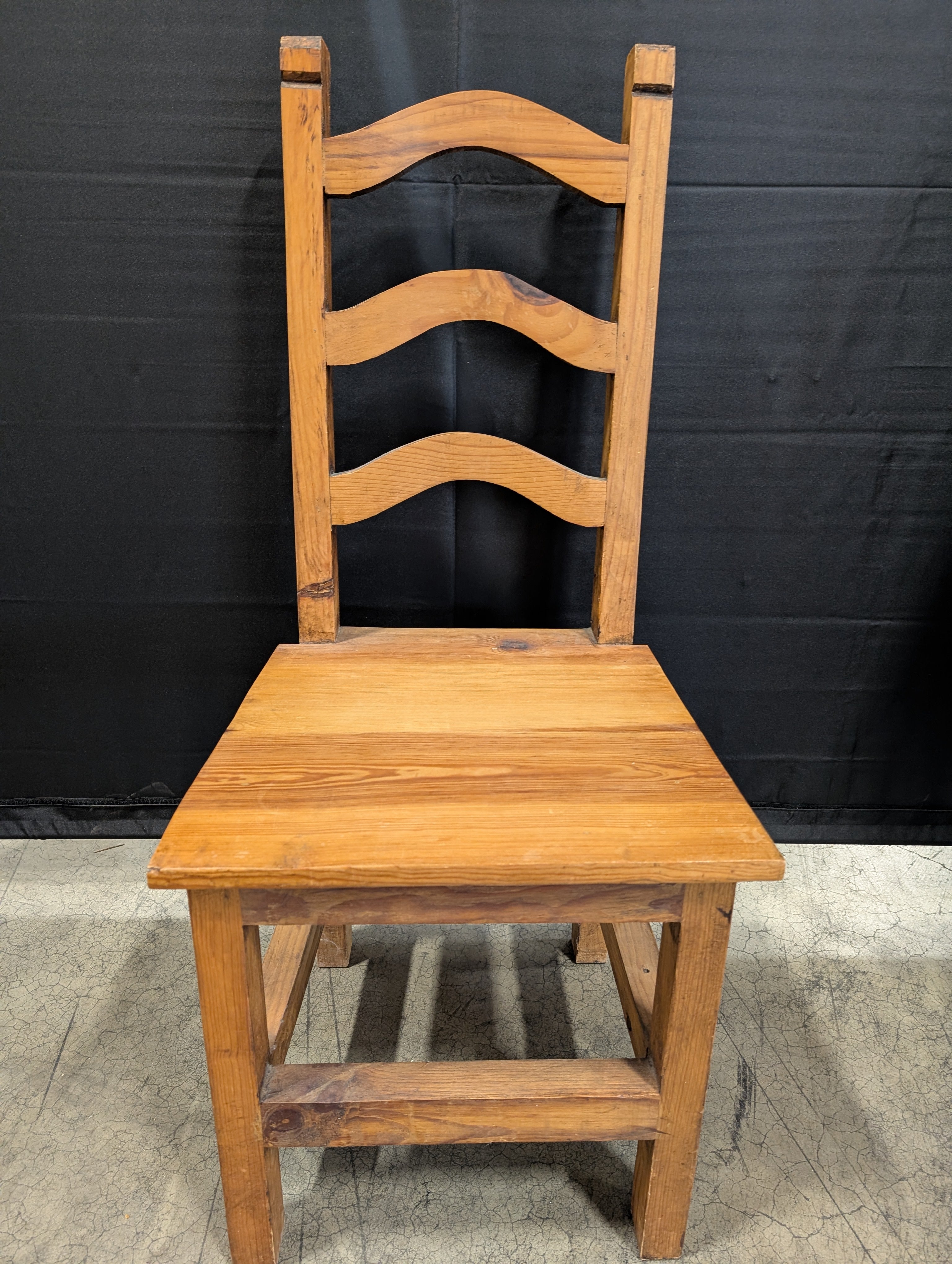 Rustic Solid Wood Ladder Back Dining Chair