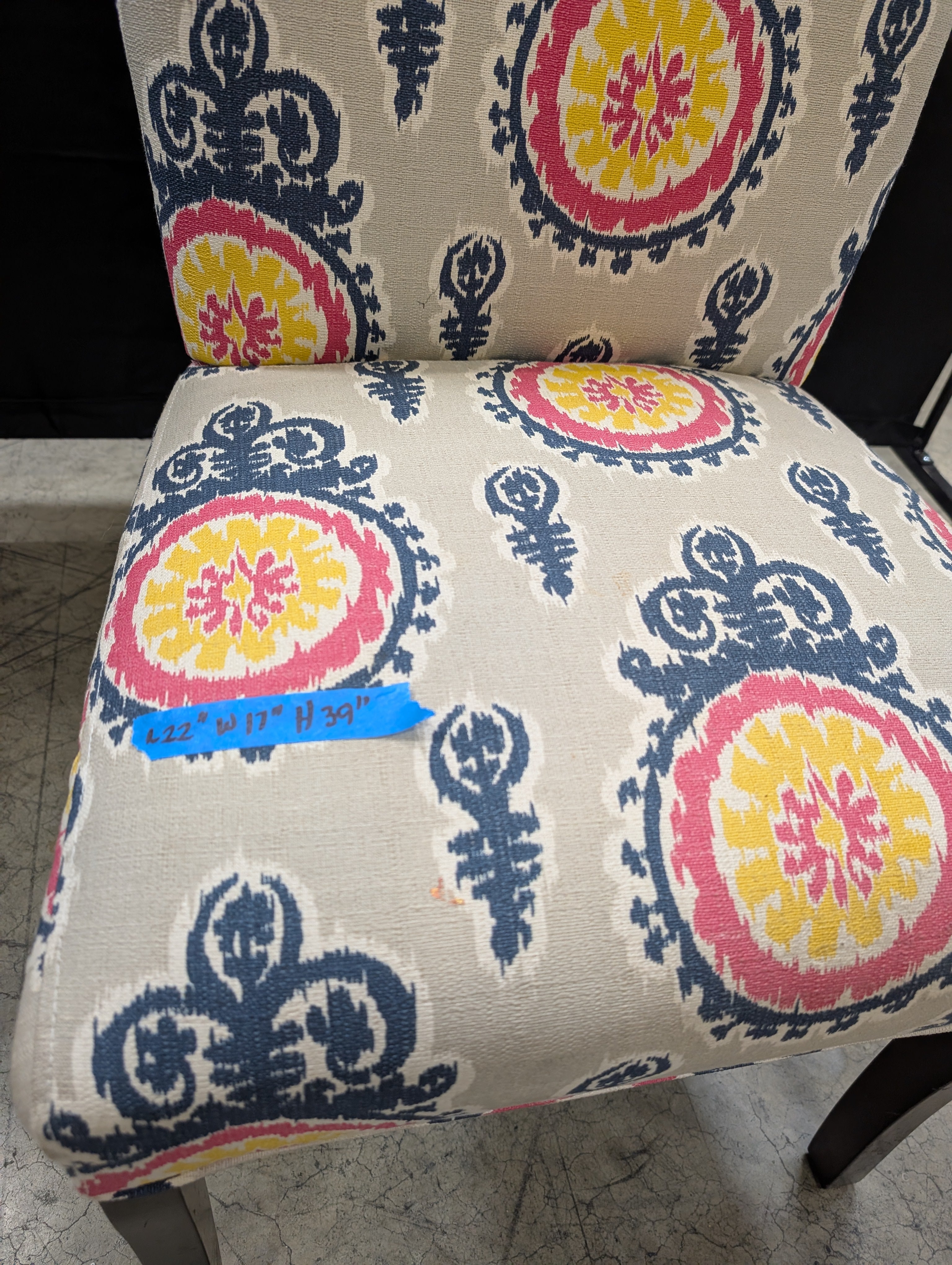 Grey Multi-Color Medallion Pattern Accent Chair