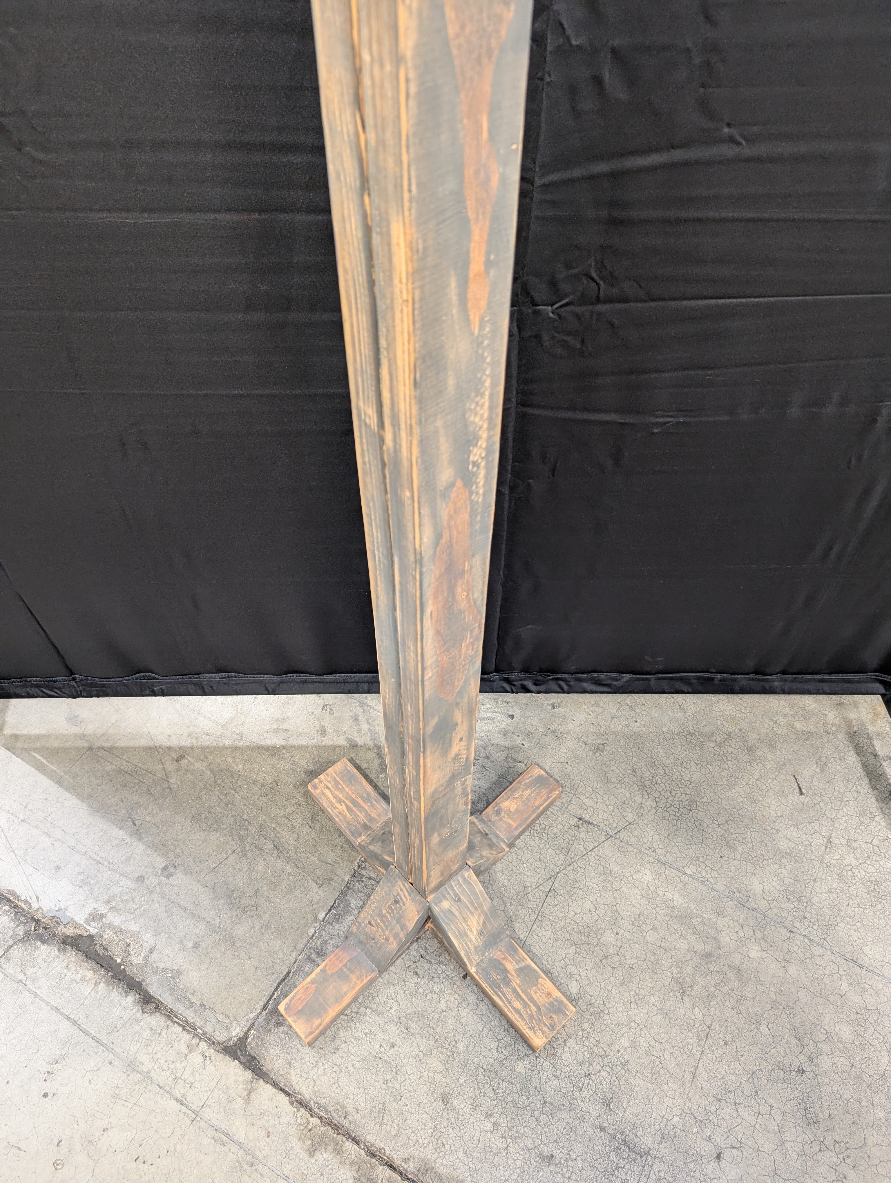 Rustic Wood Standing Coat Rack with Multiple Metal Hooks