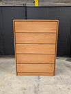 Light Wood Five-Drawer Dresser with Rounded Edges