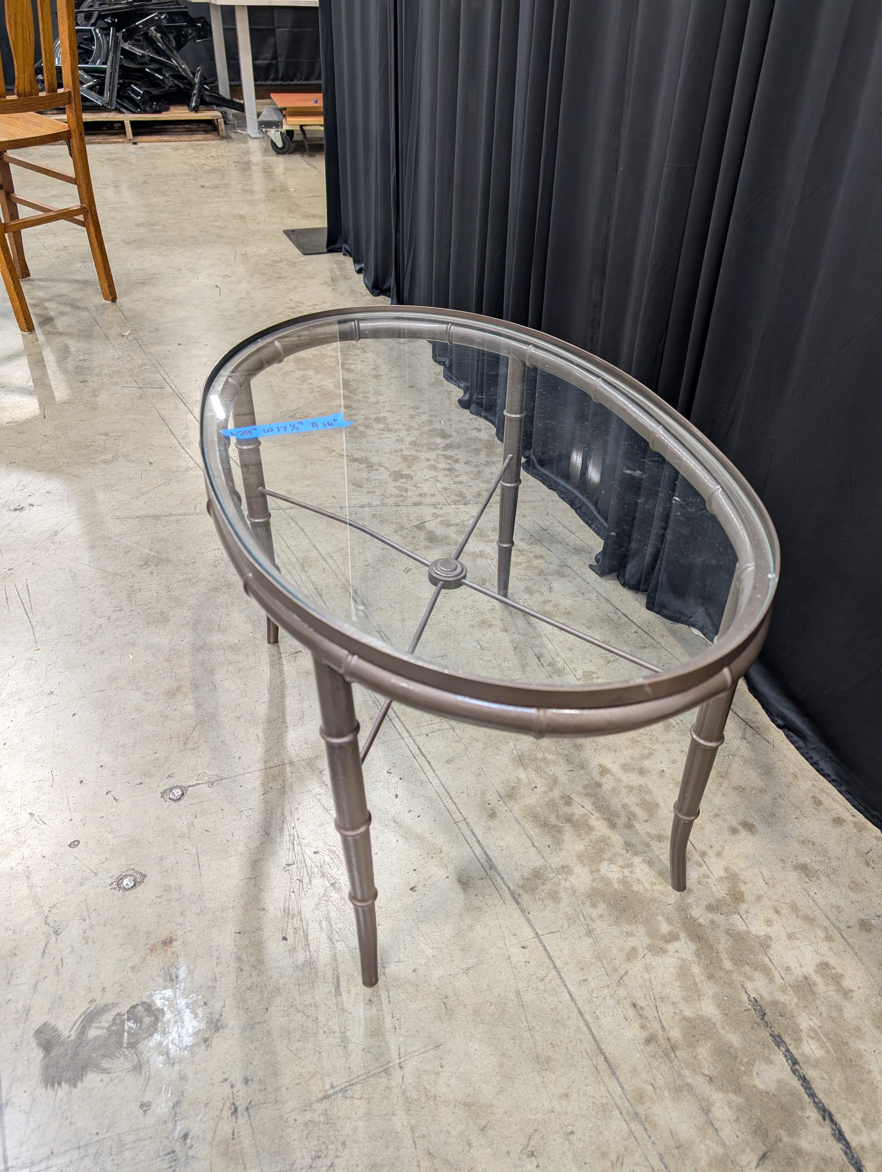Dark Bronze Bamboo Style Oval End Table