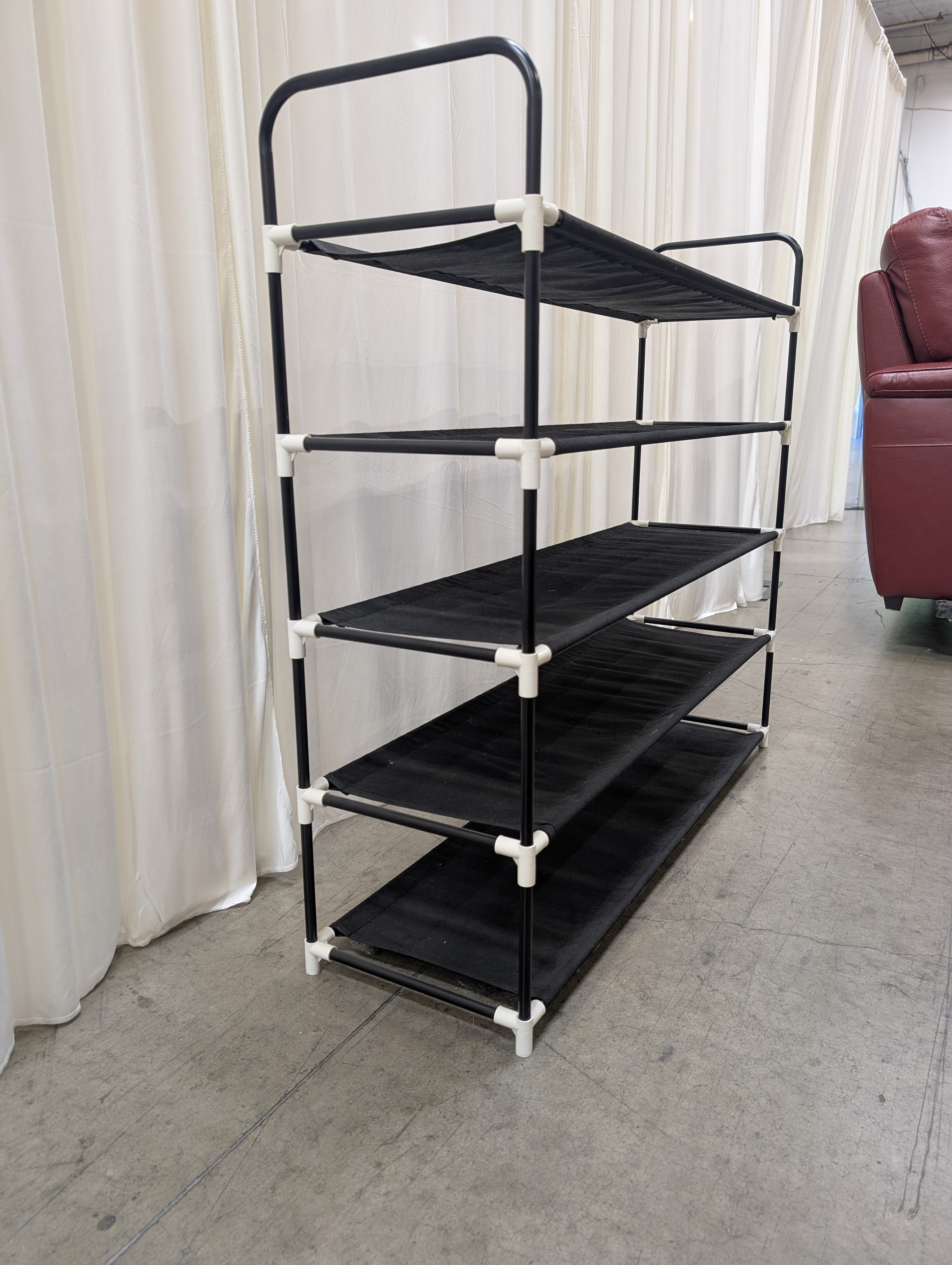Five-Tier Fabric Shoe Rack in Black