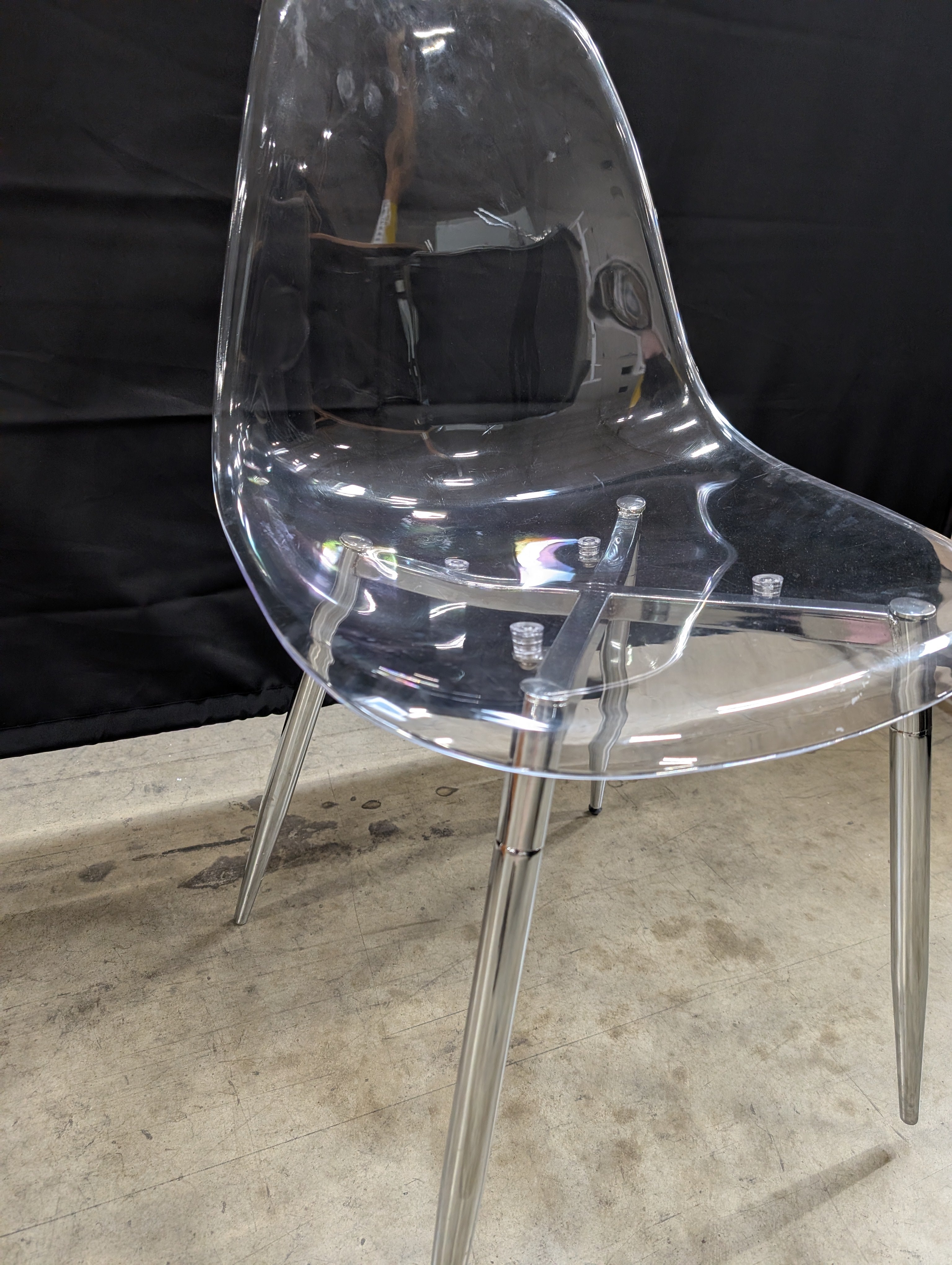Contemporary Clear Acrylic Style Dining Chair with Chrome Base