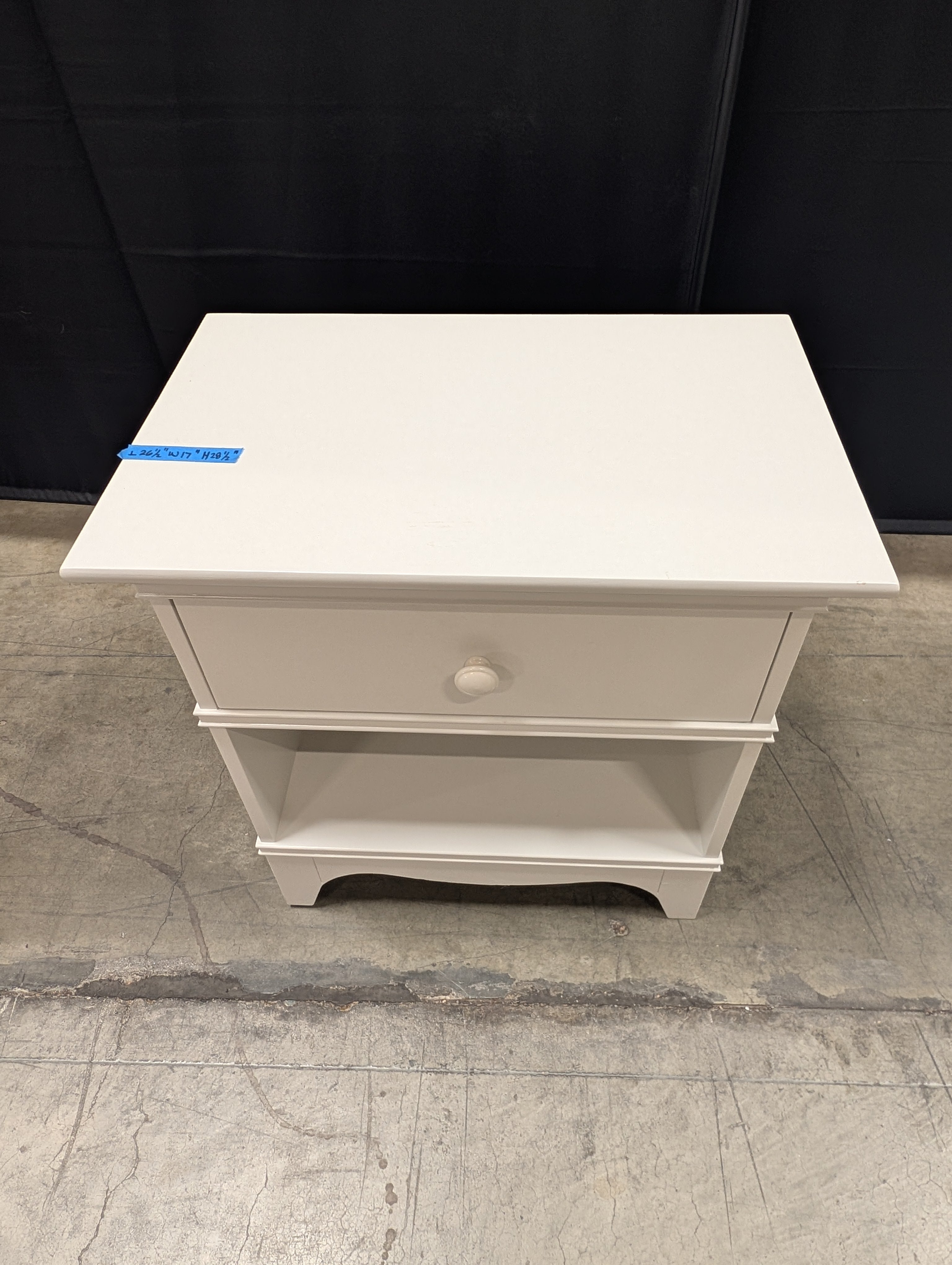Classic White Bedside Table with Drawer and Open Shelf