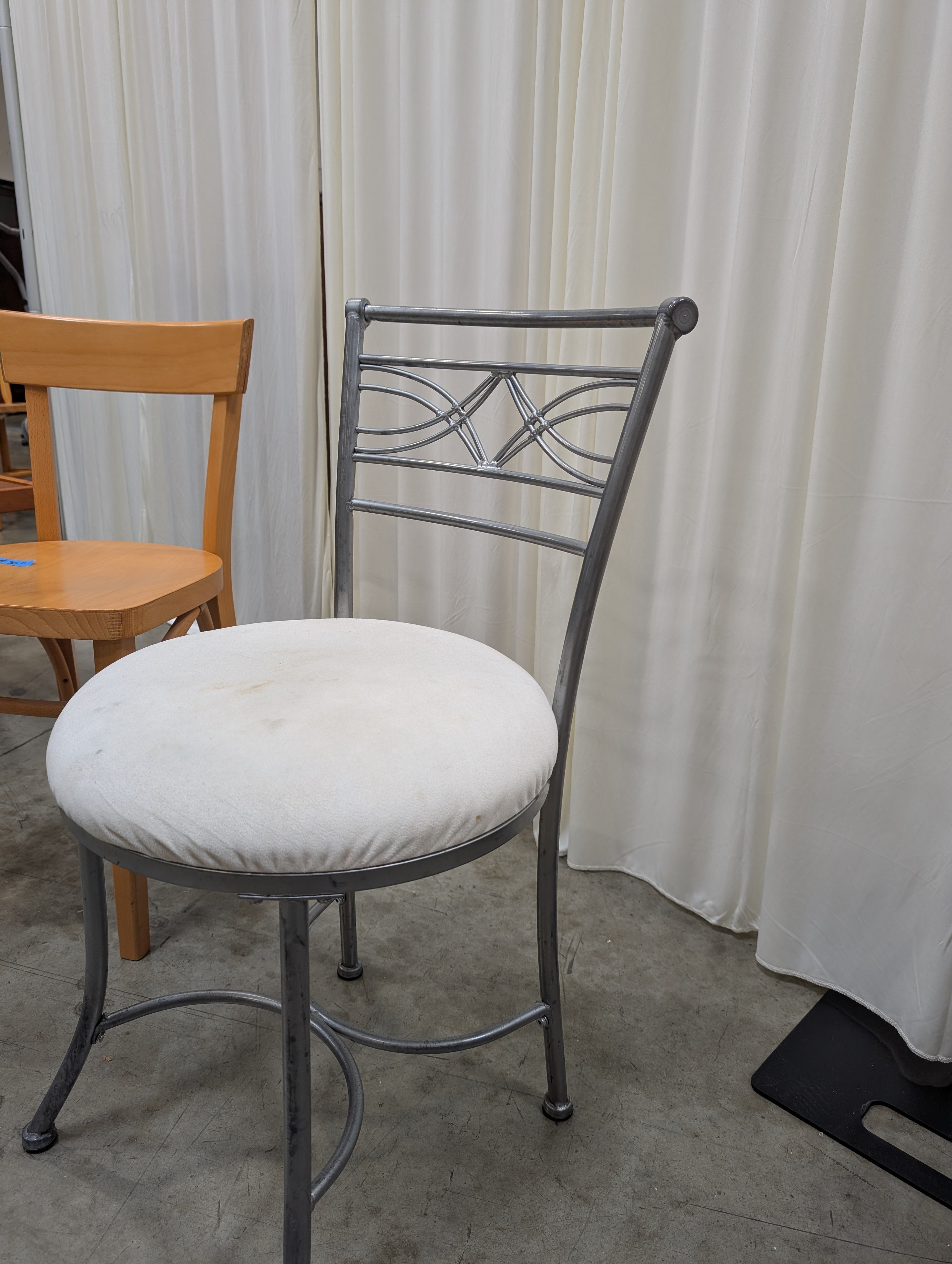 Contemporary Metal Frame Accent Stool with Padded Seat