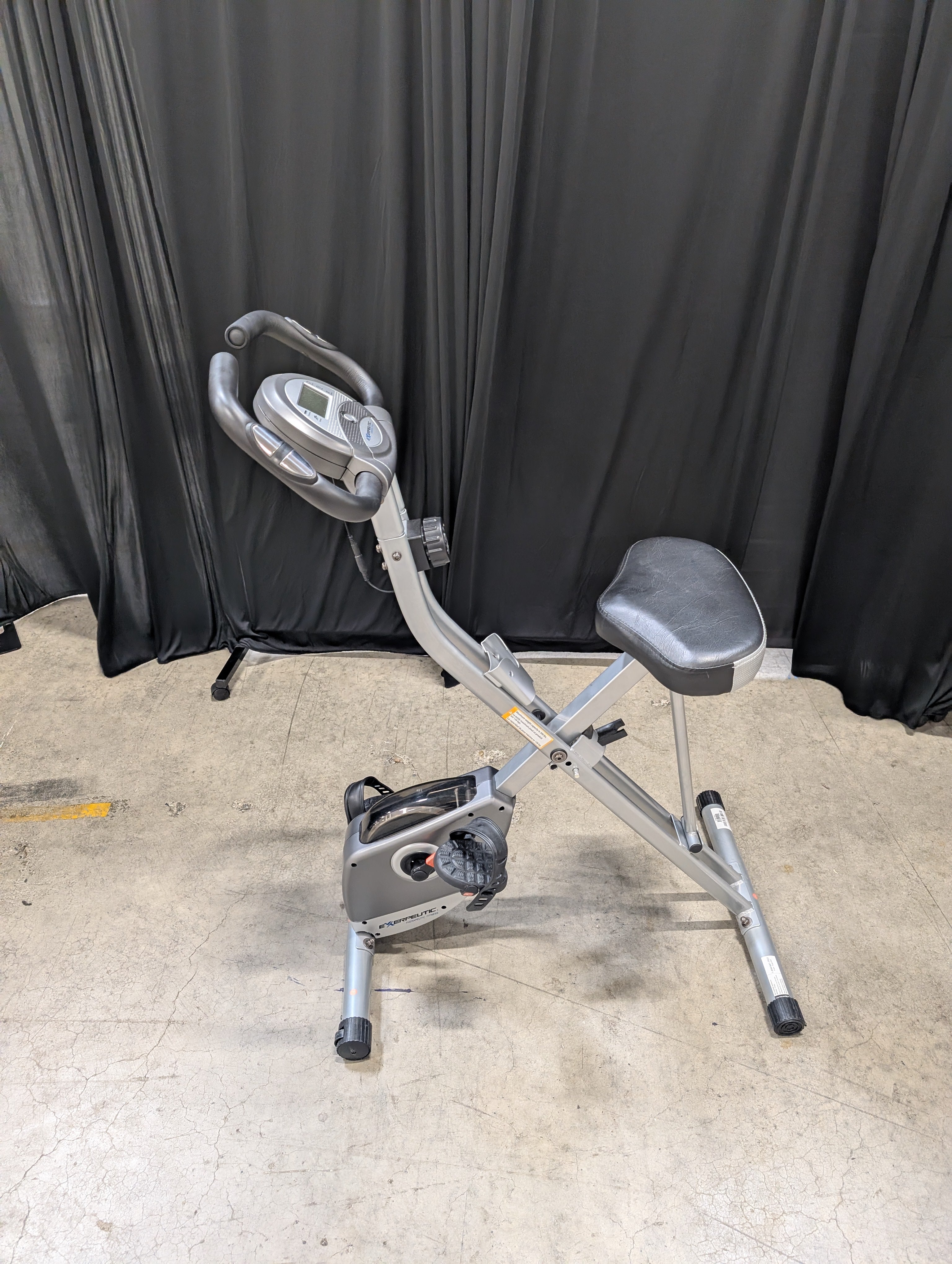 Compact Gray Folding Stationary Bicycle
