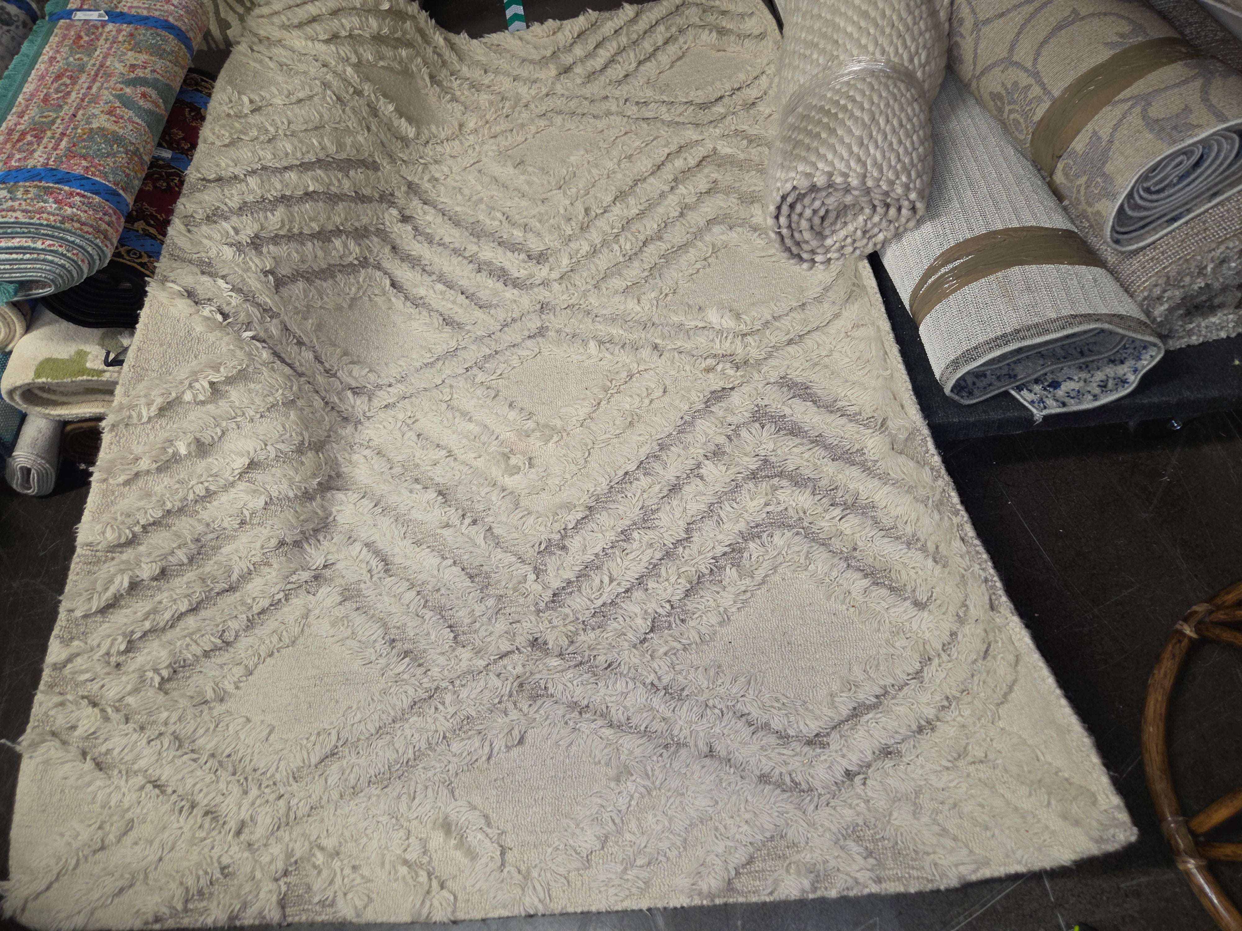 Textured Grey and Off-White Area Rugs