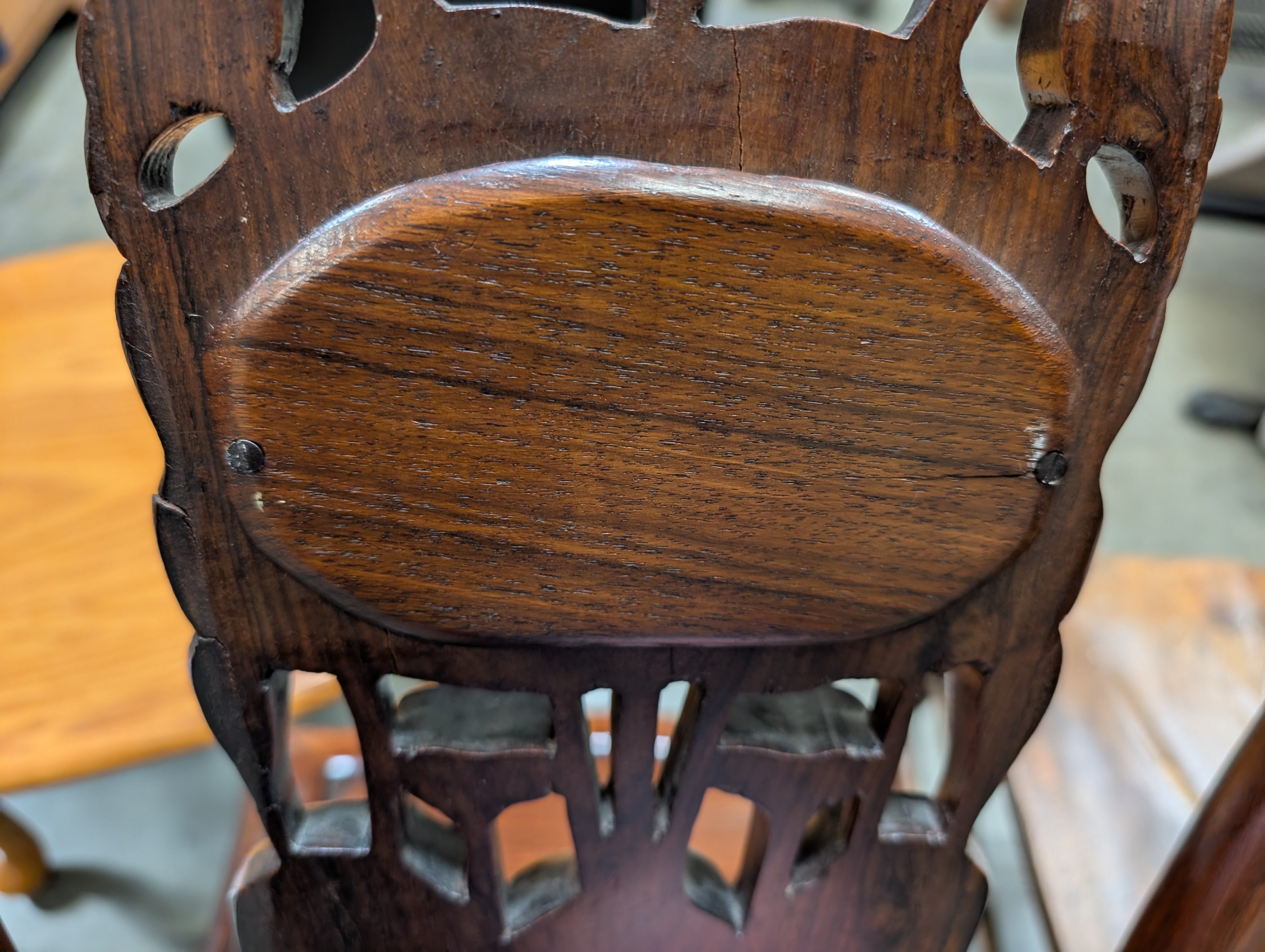Ornate Carved Dark Wood Asian Style Side Chair