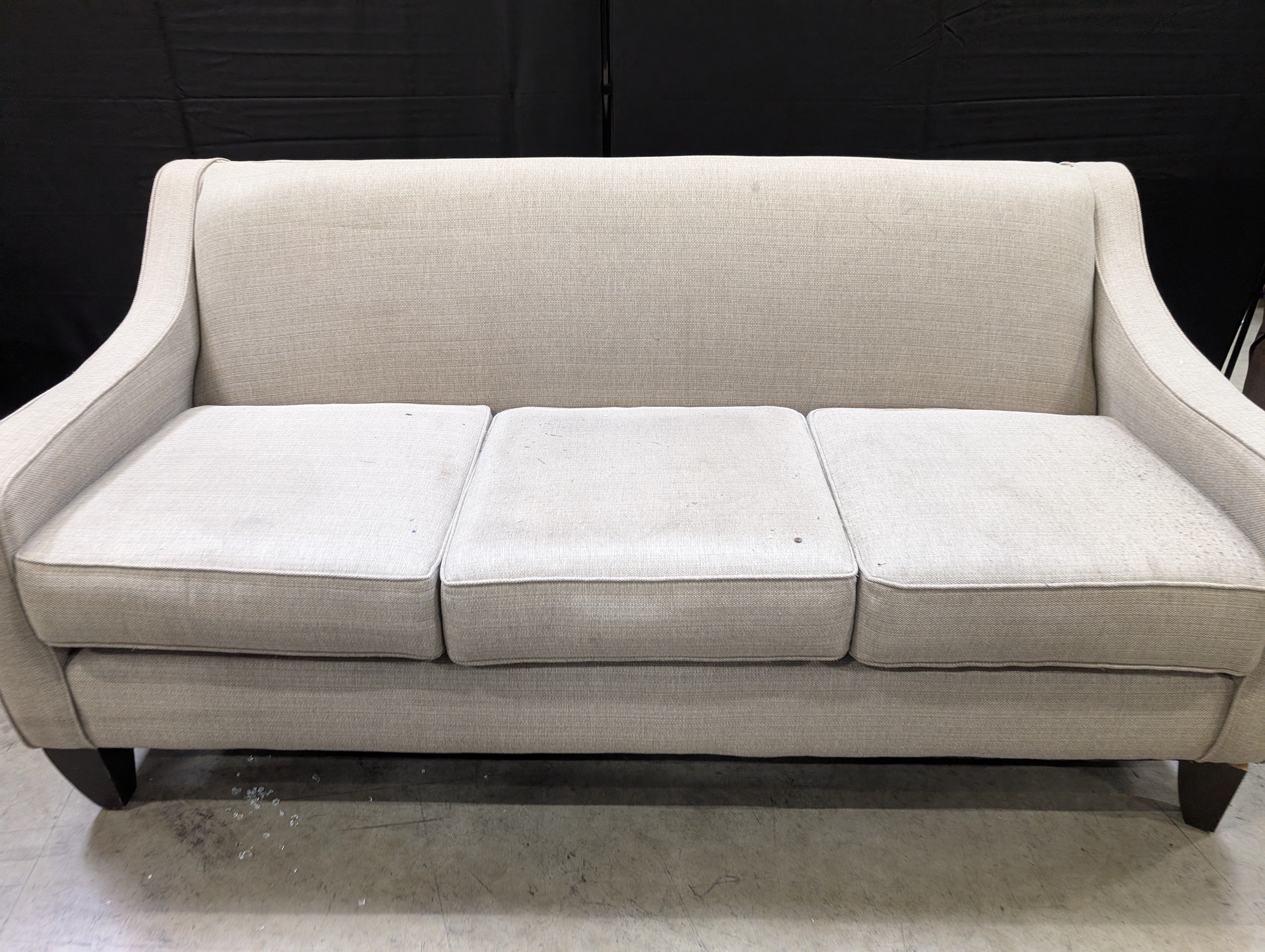 Used Neutral Fabric Three-Seater Sofa