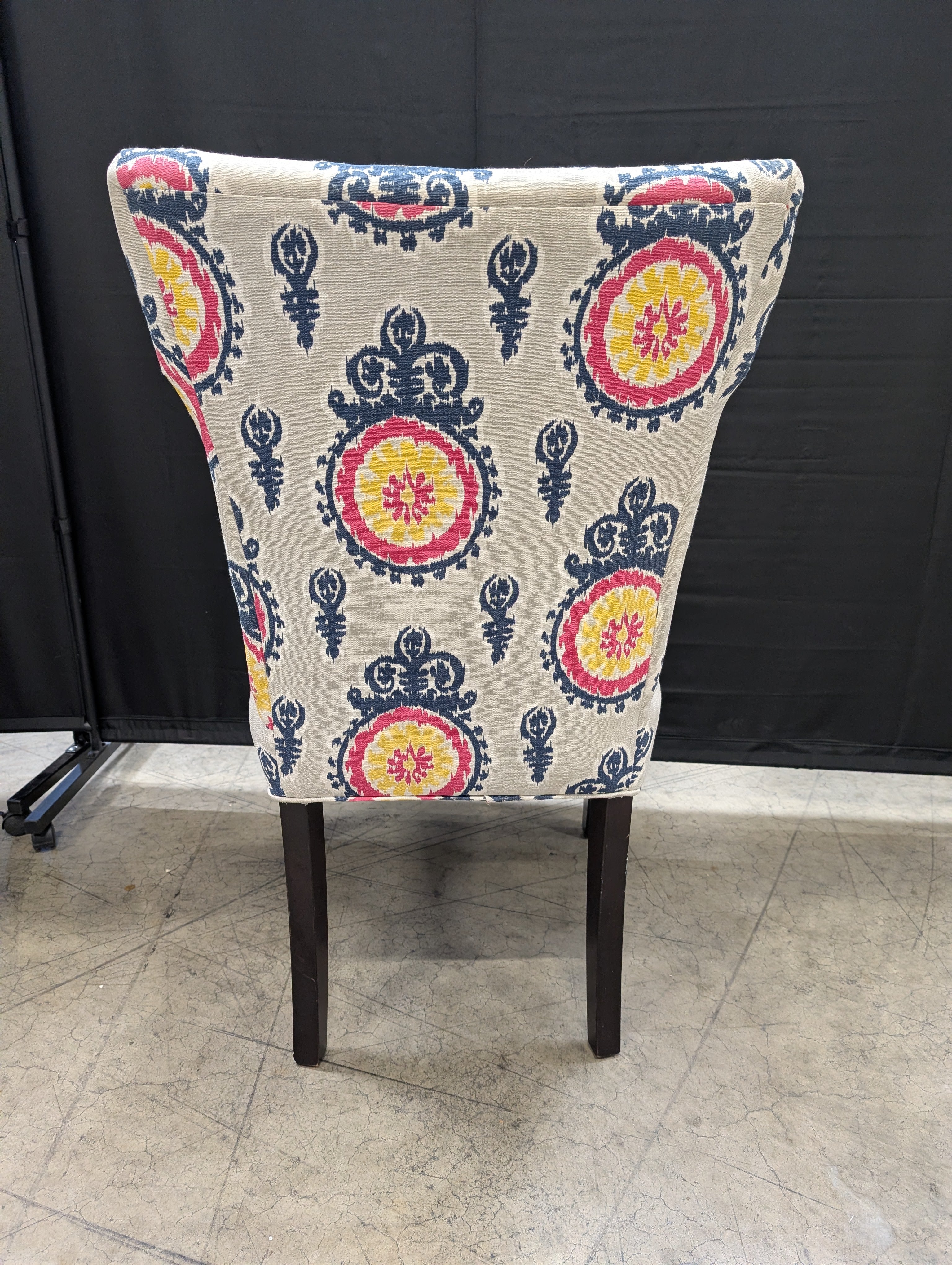 Grey Multi-Color Medallion Pattern Accent Chair