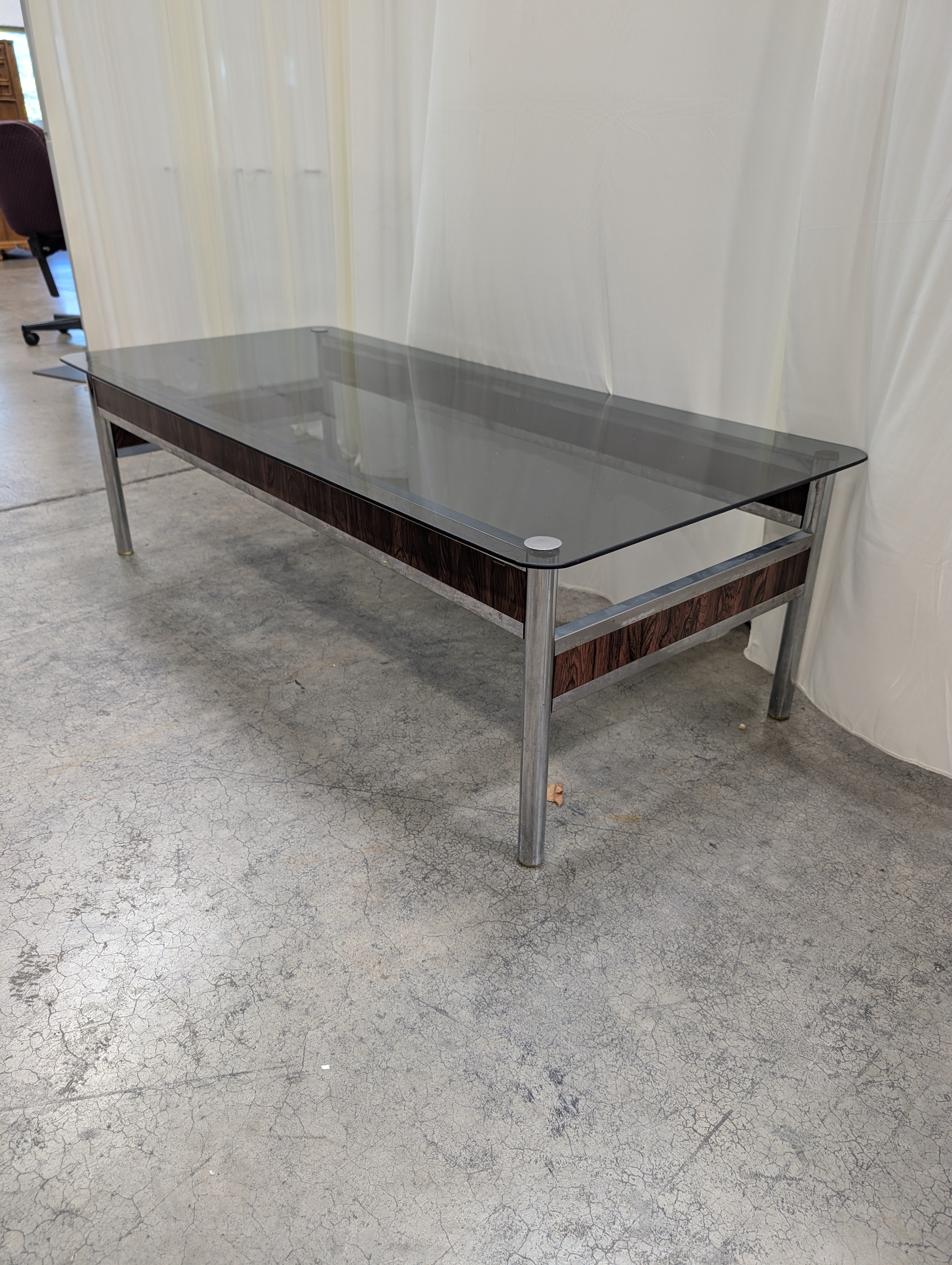Rectangular Smoked Glass Coffee Table with Metal Legs