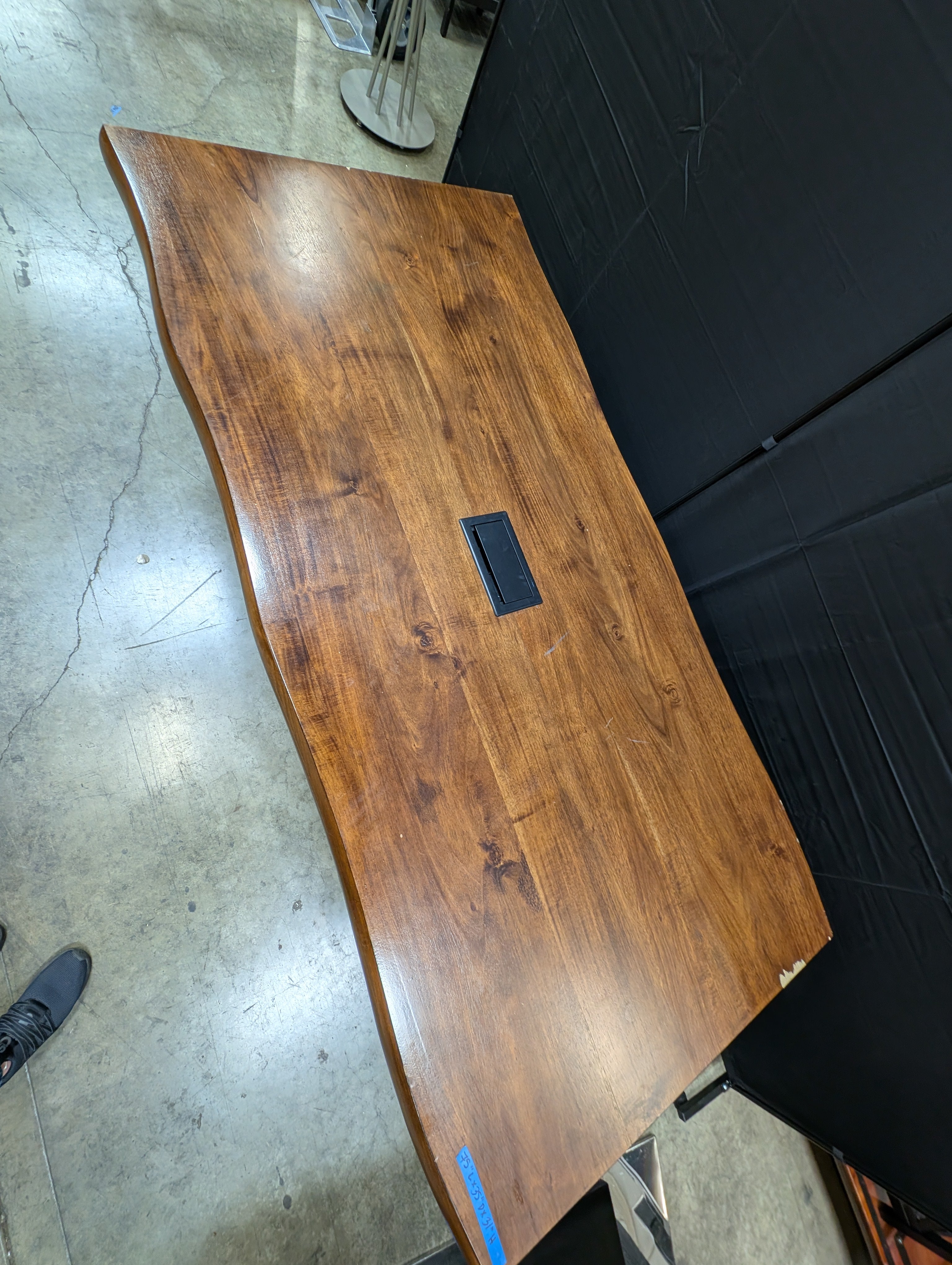 Rustic Live Edge Wood Desk with Industrial Black Metal V-Legs
