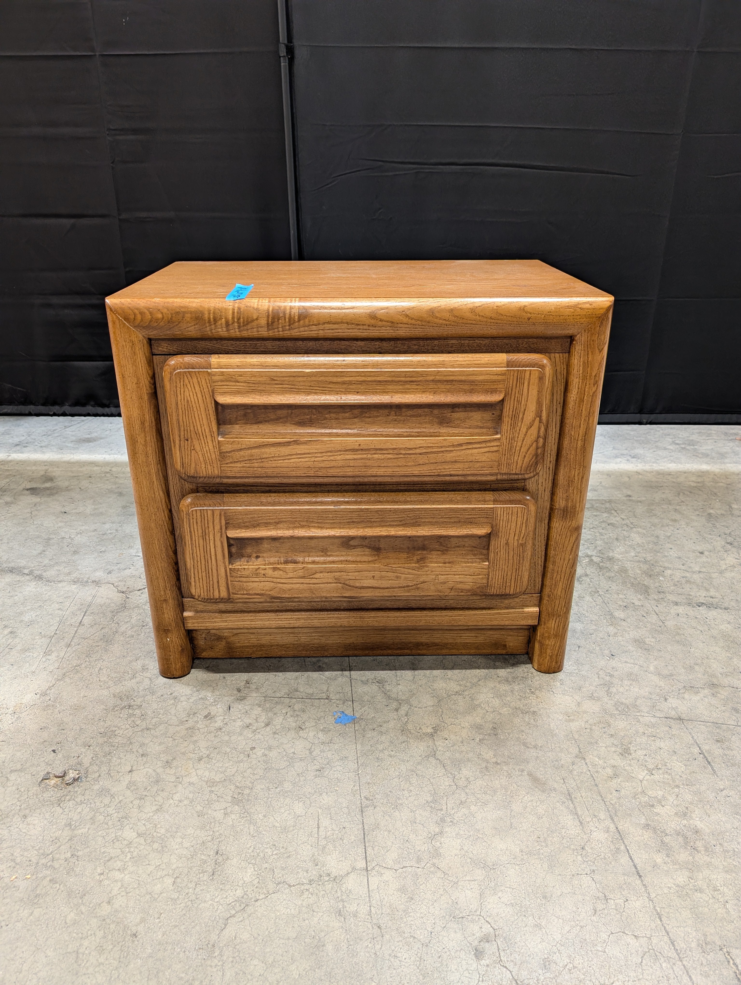 Oak Finish Dixie Two-Drawer Nightstand Bedside Table
