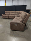 Taupe Faux Suede Reclining Sectional Couch with Console