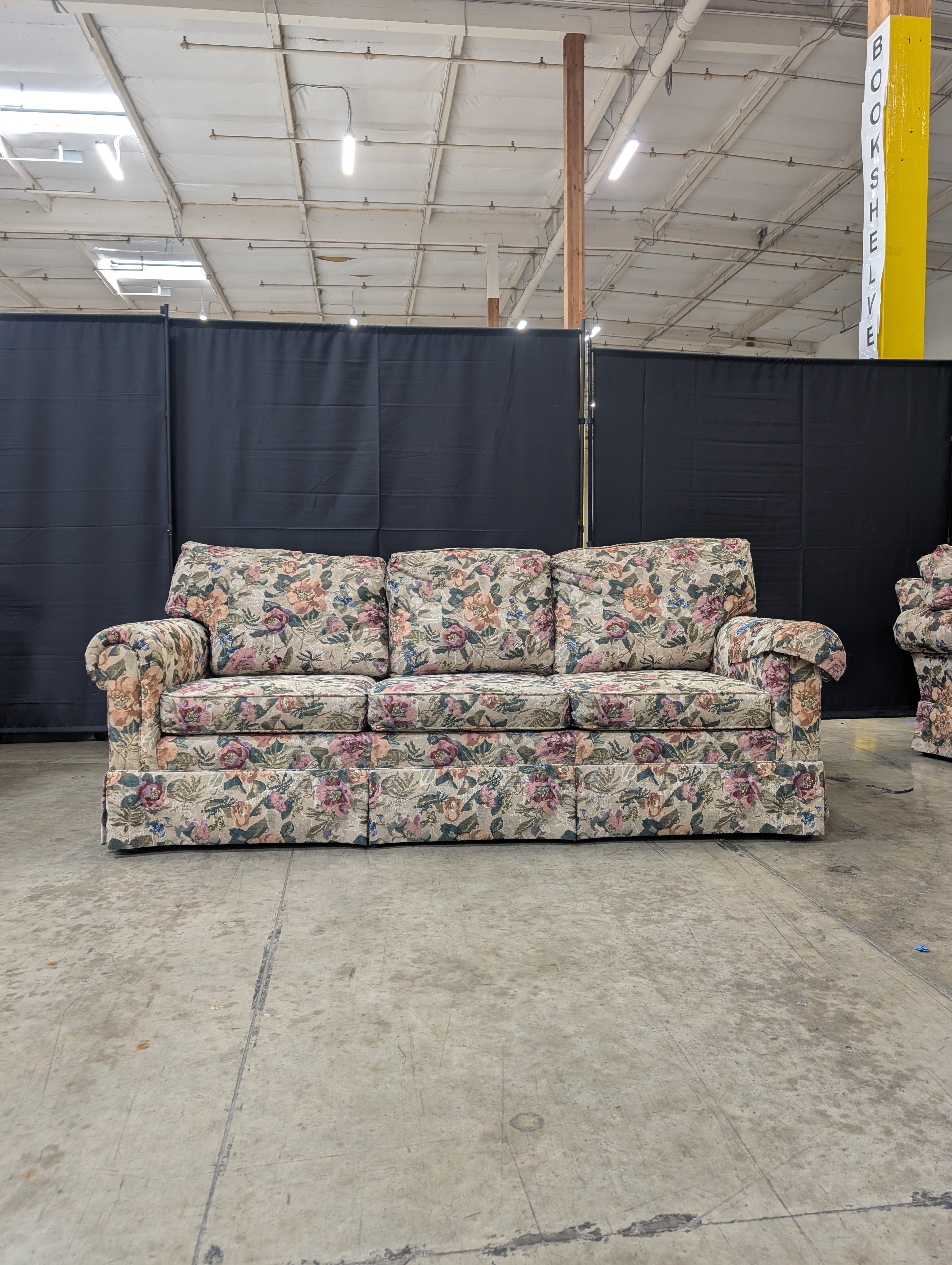Lane Upholstery Botanical Print Three-Seat Sofa