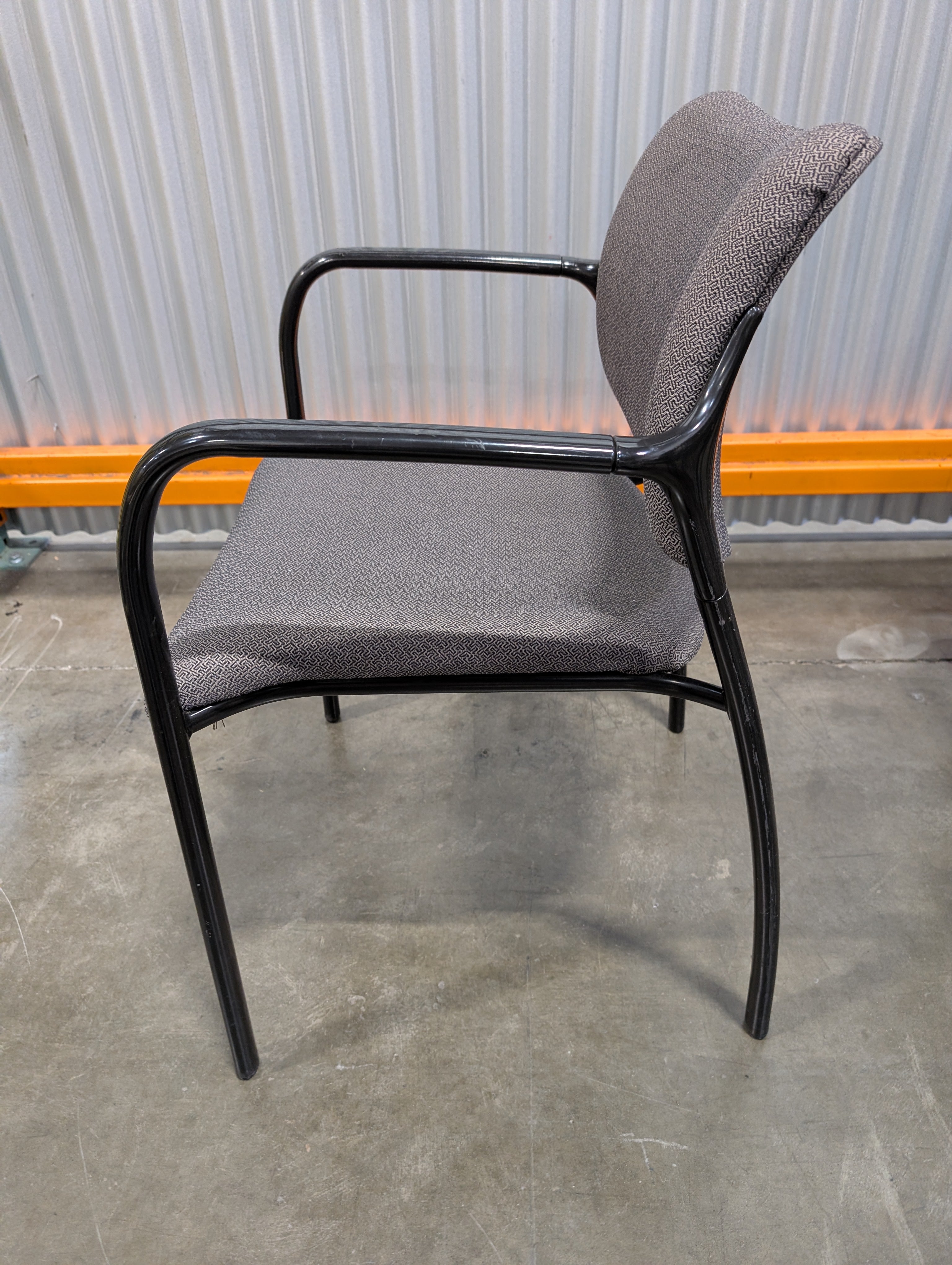 Modern Gray Fabric Chair with Black Metal Frame