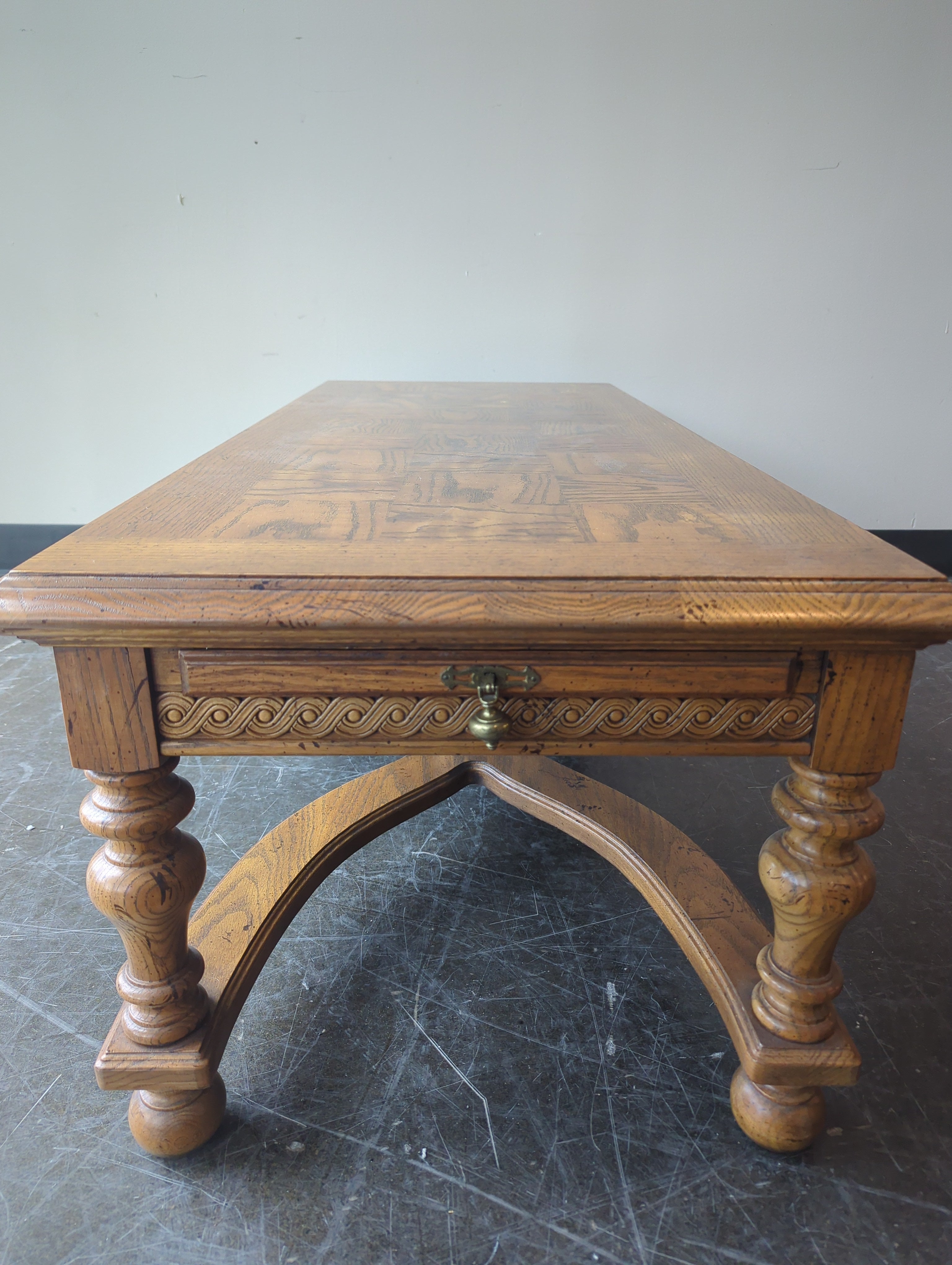 Traditional Carved Wood Rectangular Coffee Table