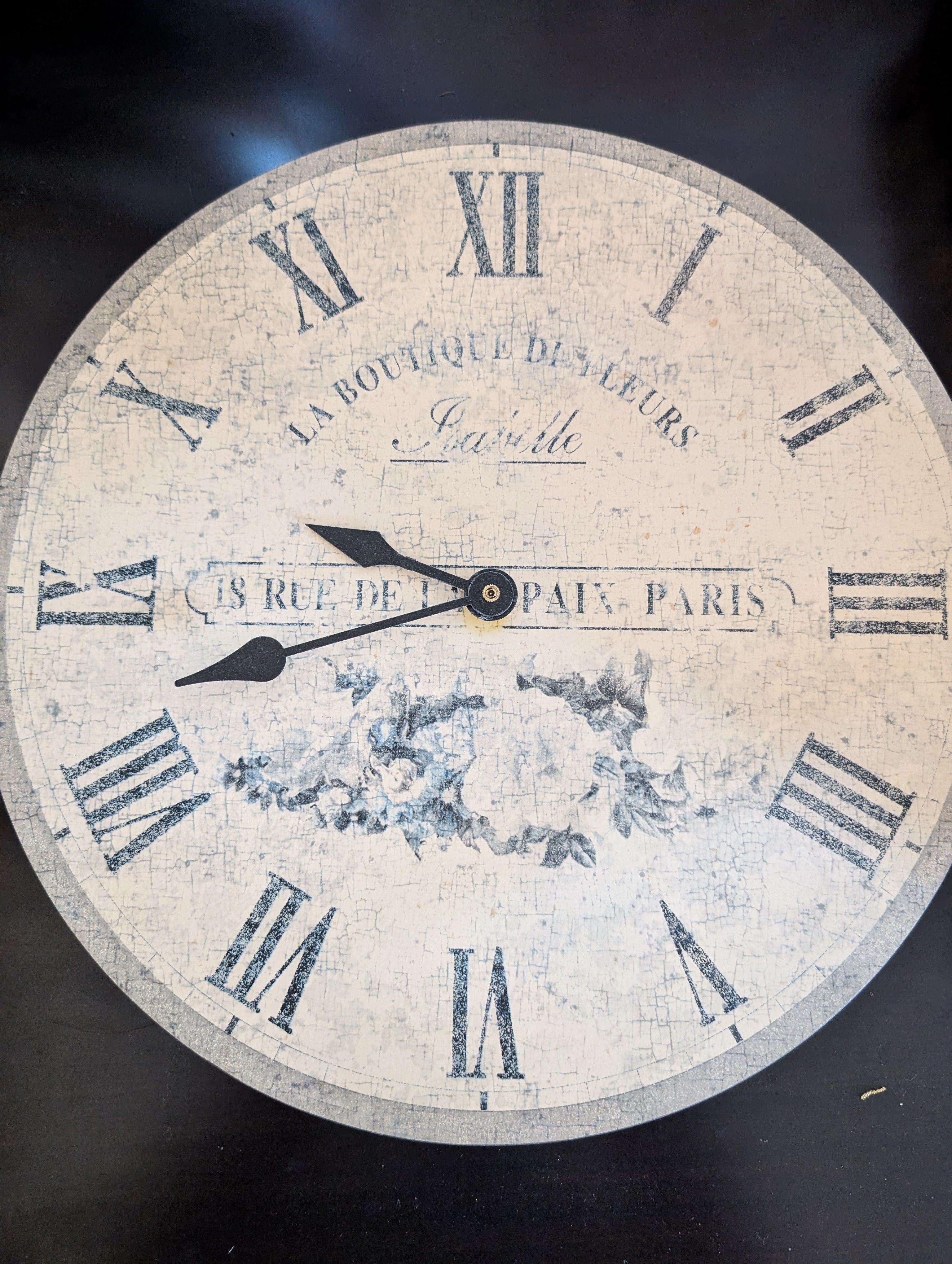 Distressed Parisian French Country Wall Clock with Roman Numerals