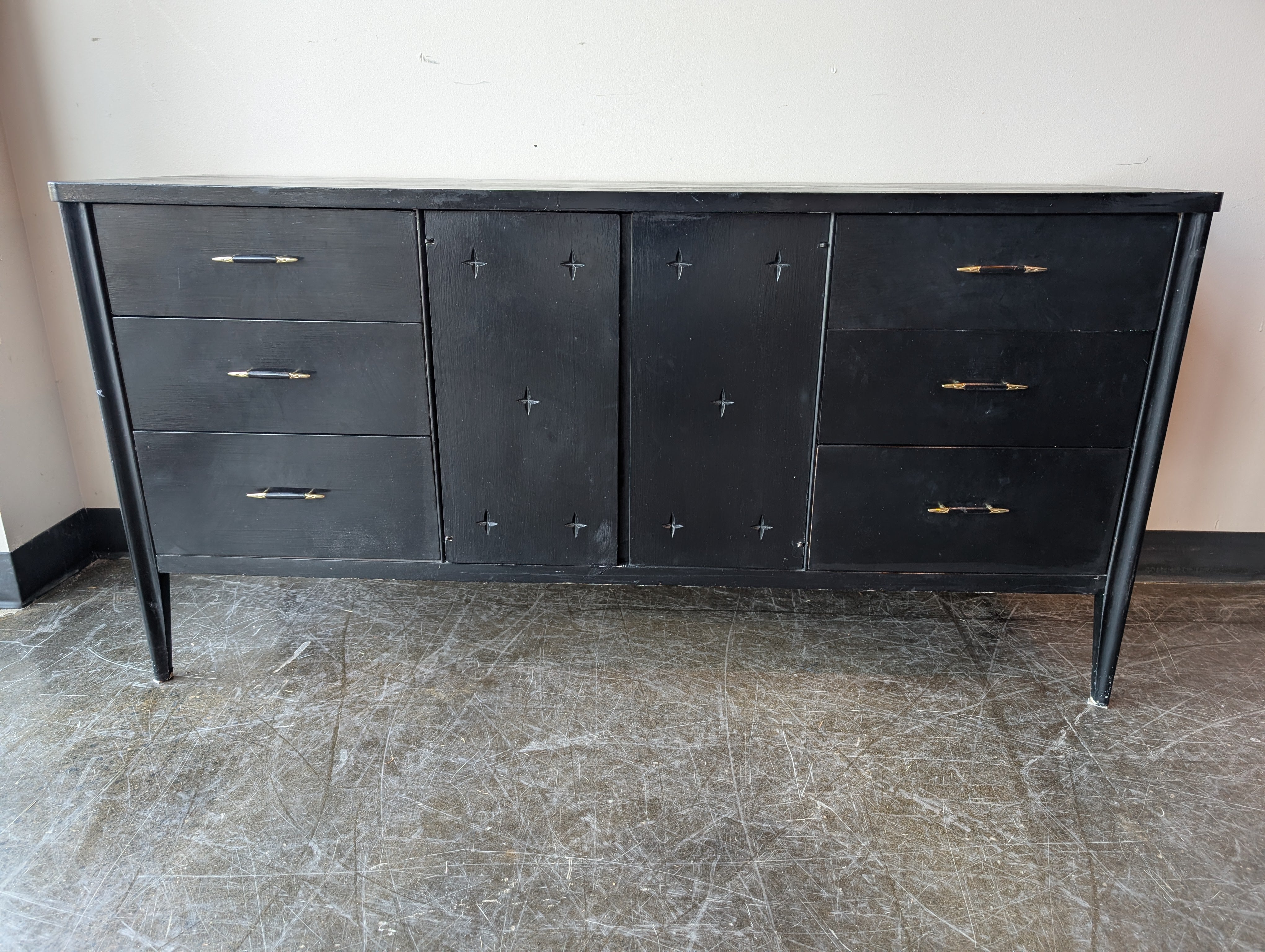 Mid-Century Modern Style Black Dresser Credenza