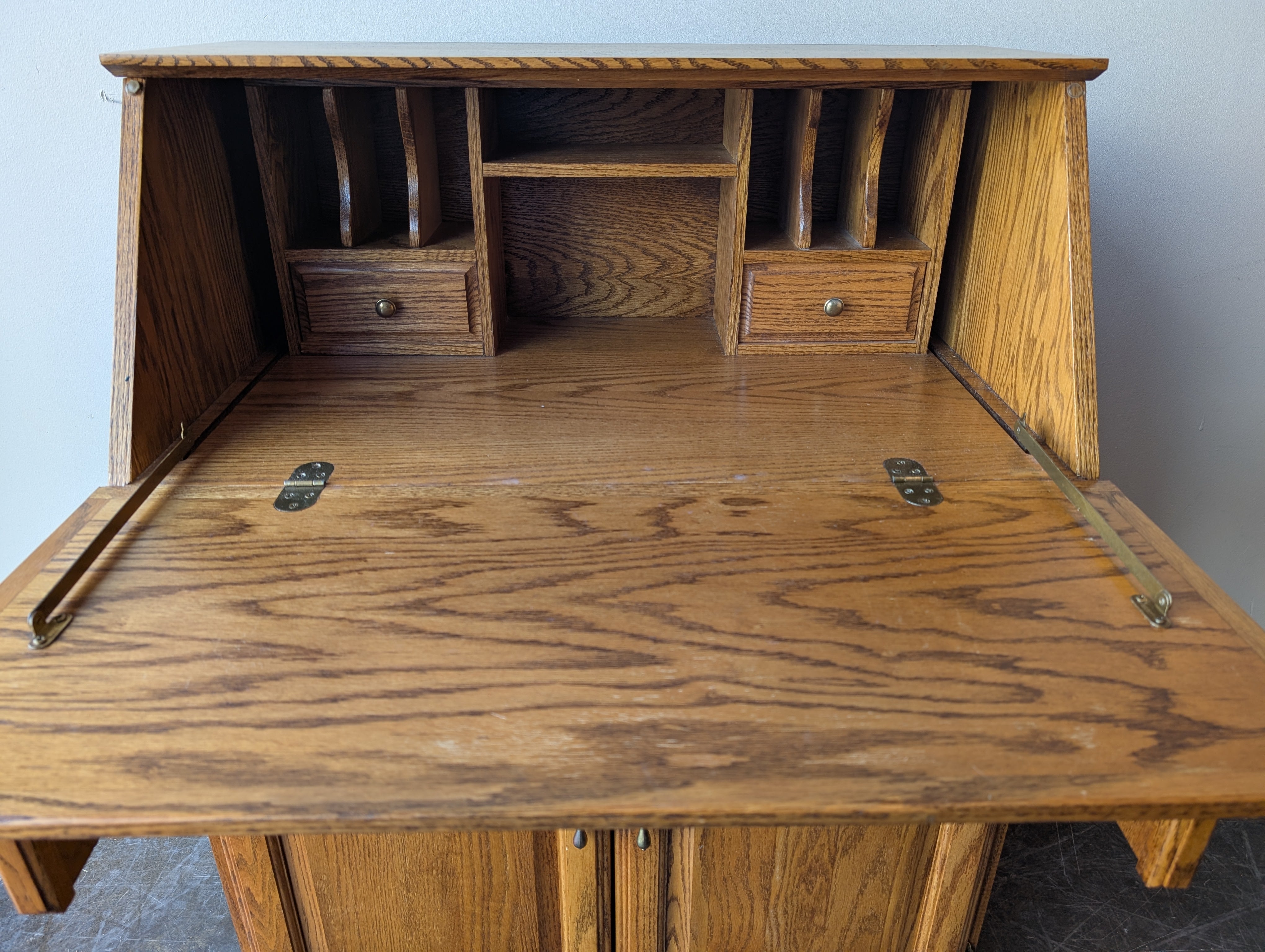 Vintage Oak Secretary Desk with Drop-Front