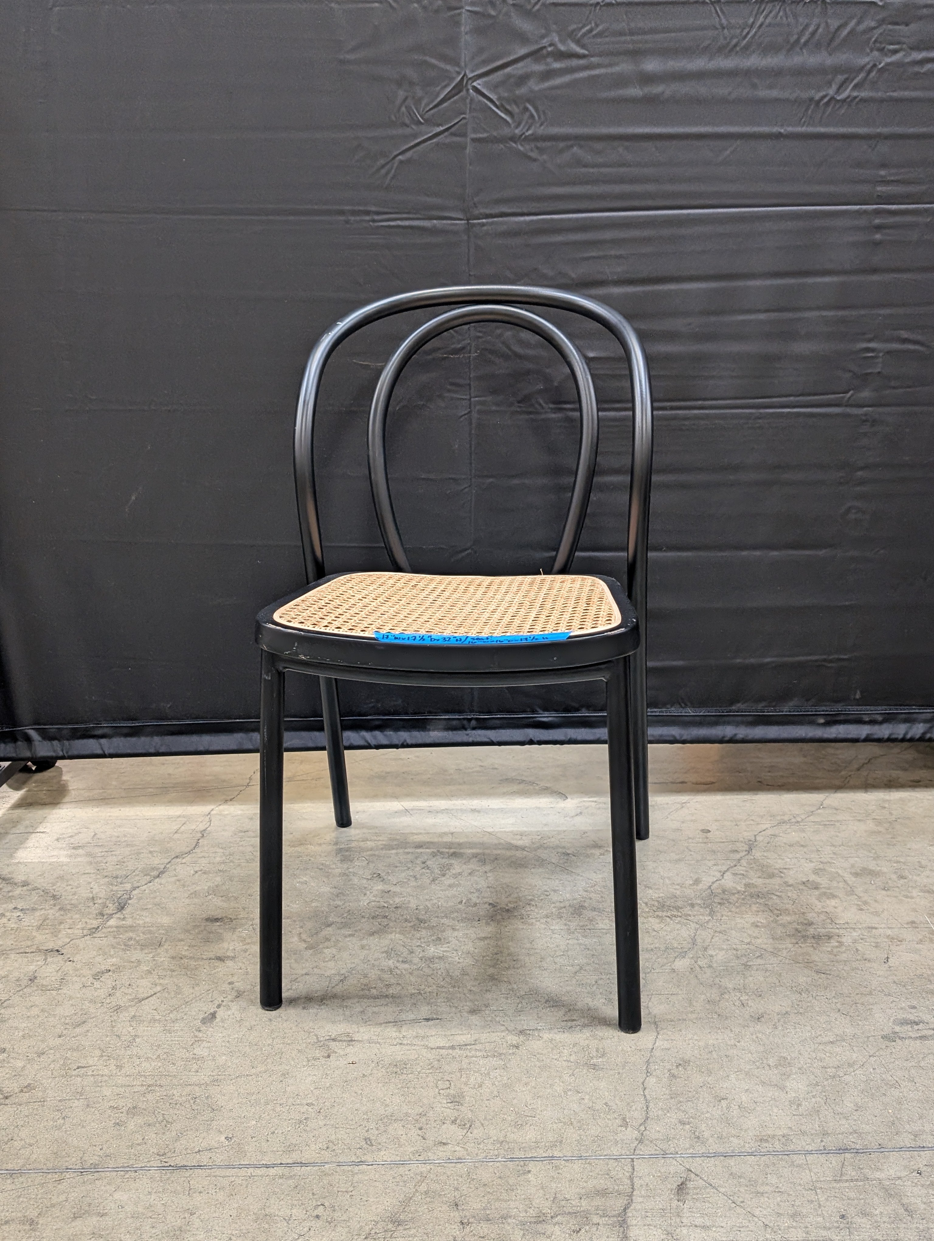Modern Black Bentwood Dining Chair with Cane Seat