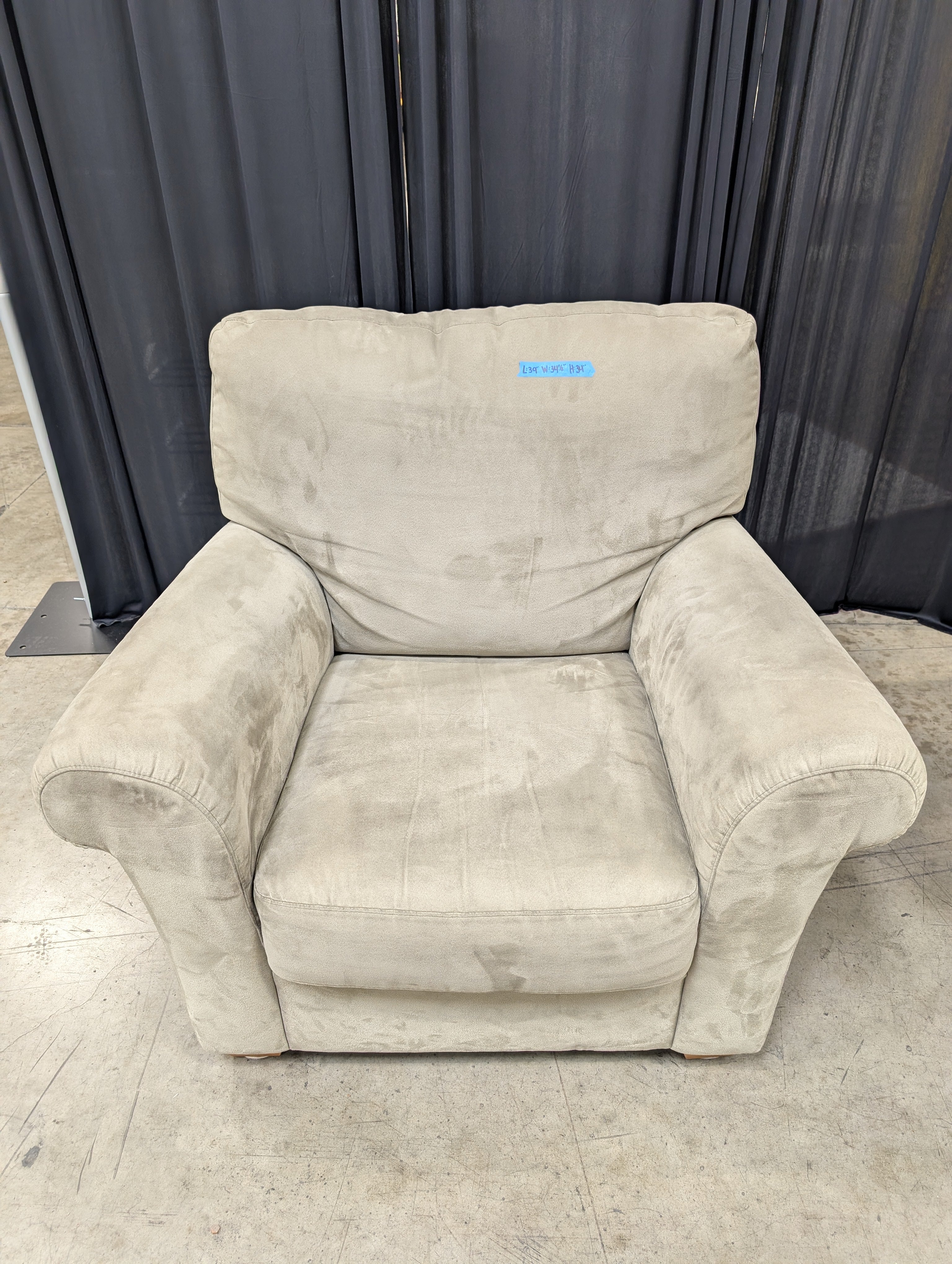 Grey Microfiber Rolled Arm Armchair