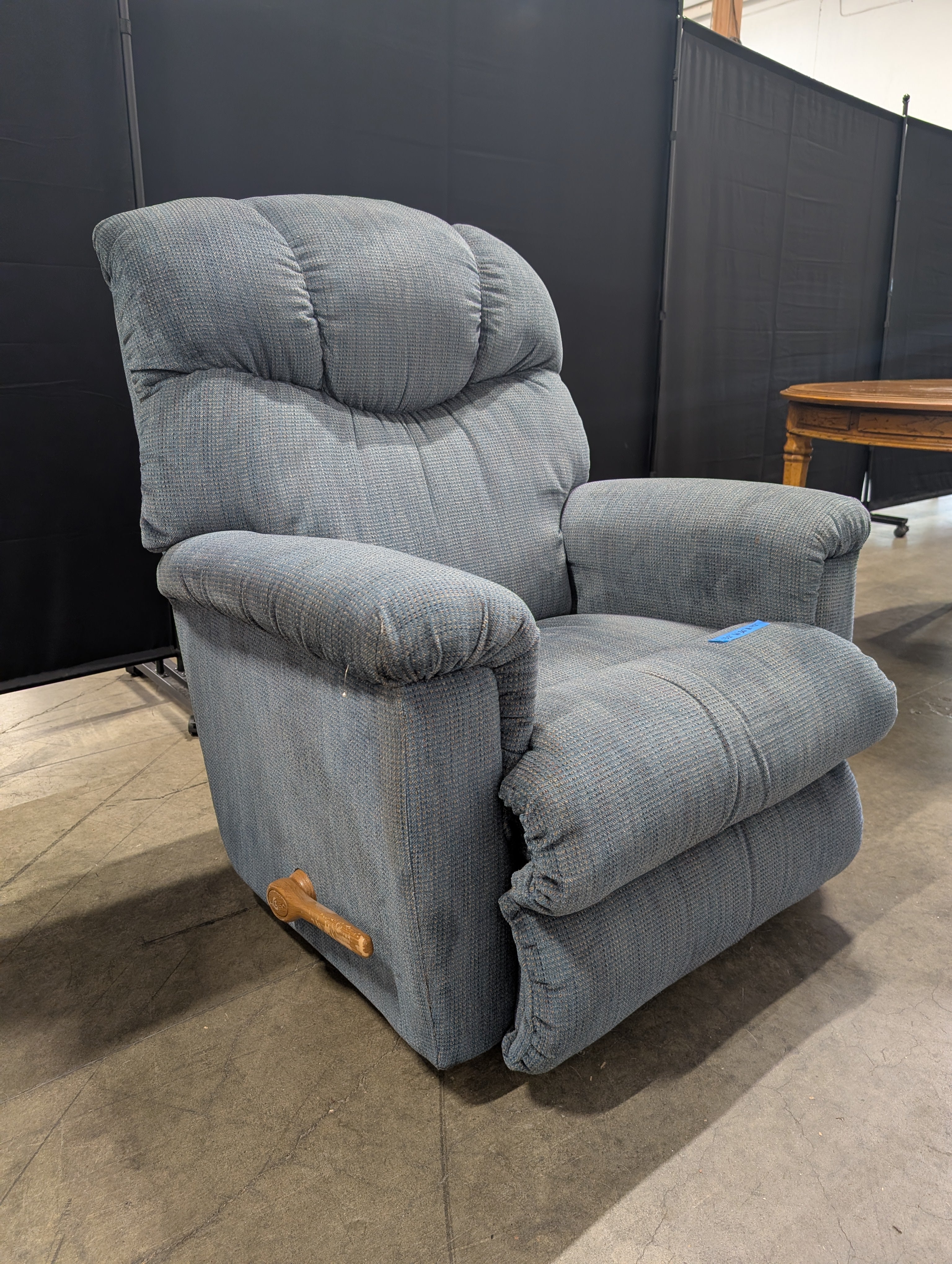 Overstuffed LaZboy Slate Blue Swivel Recliner in Fabric