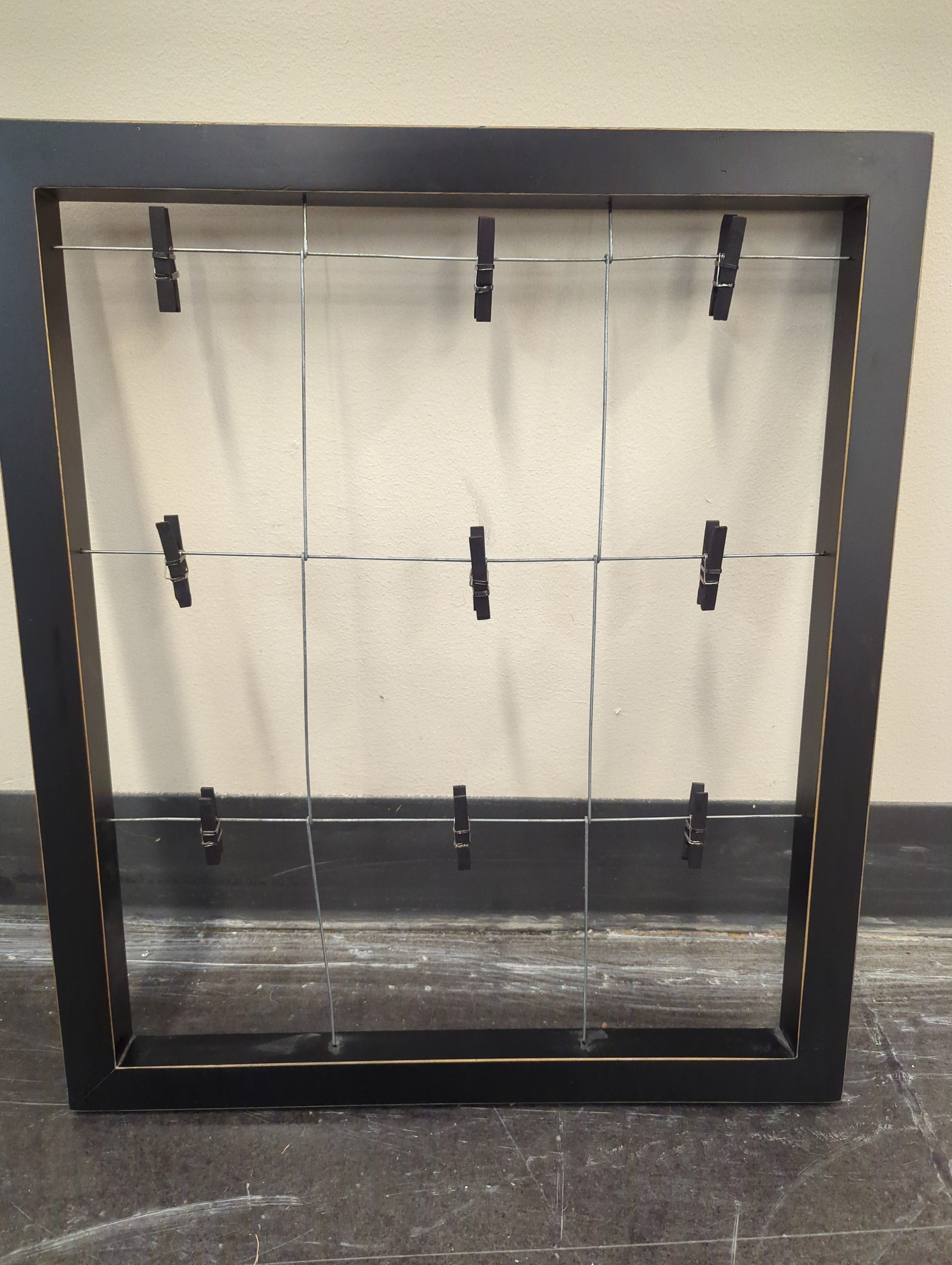 Modern Black Grid Photo Display Frame with Nine Clips