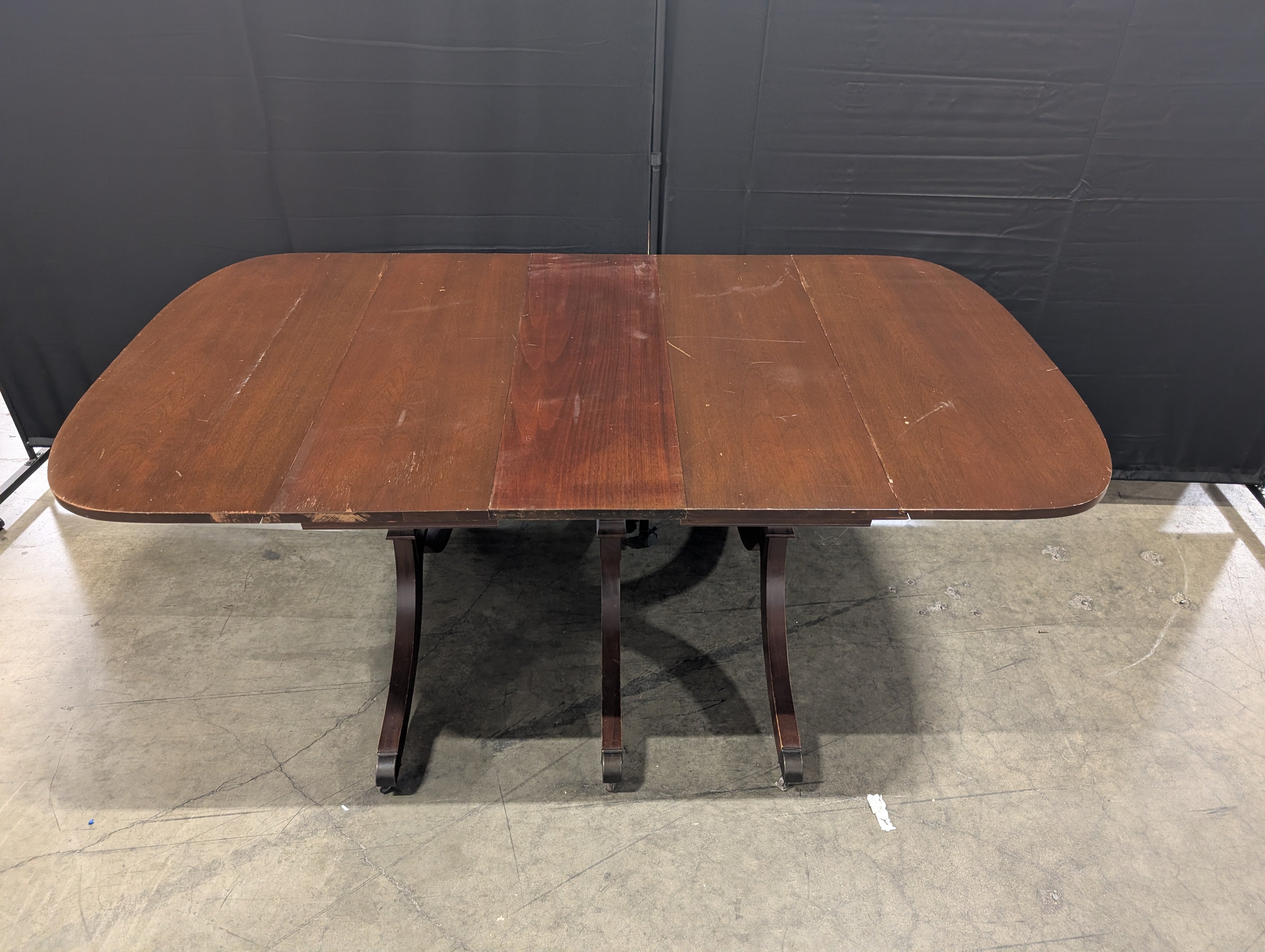 Traditional Dark Wood Drop-Leaf Game Table with Red Top