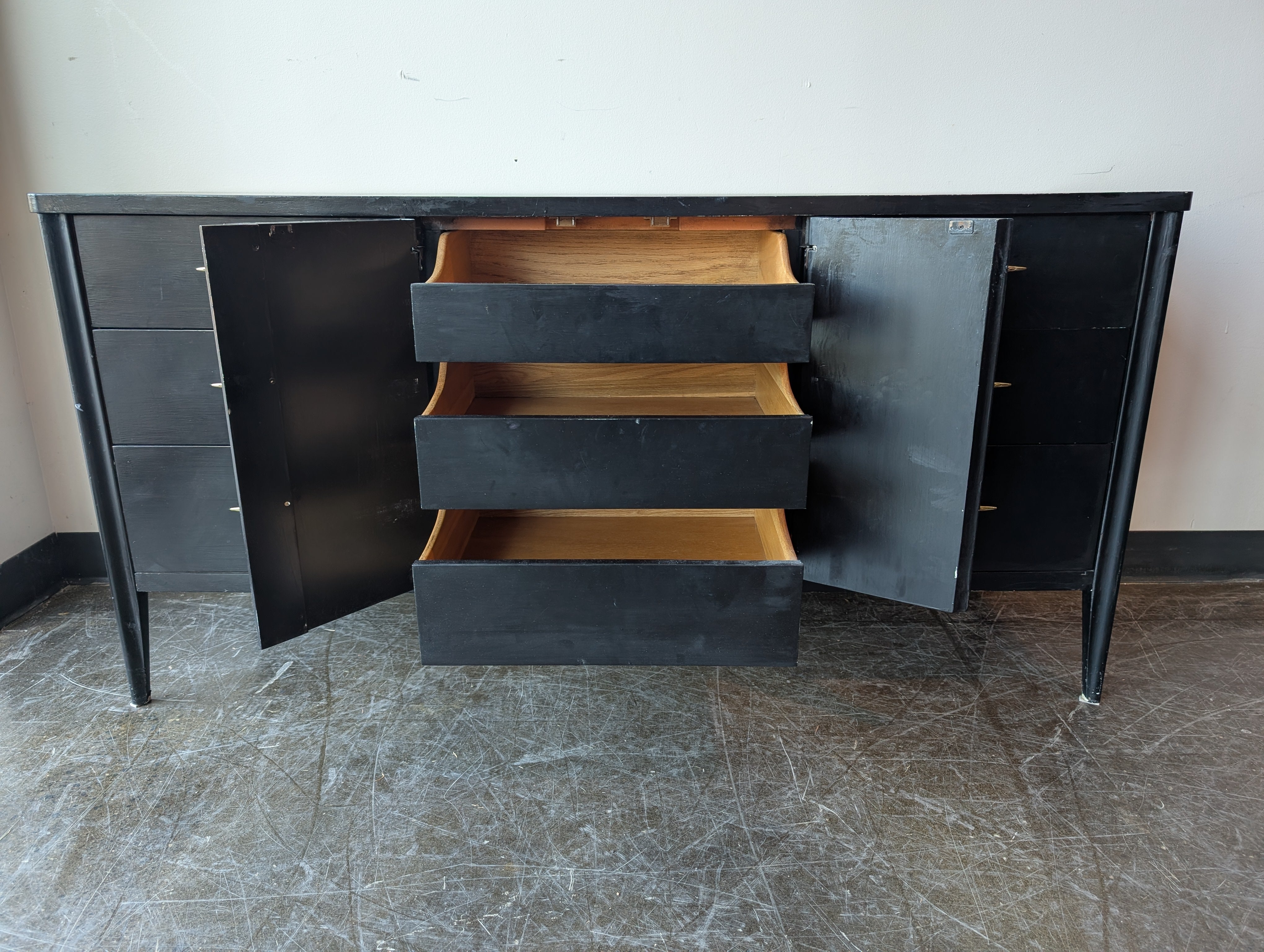 Mid-Century Modern Style Black Dresser Credenza