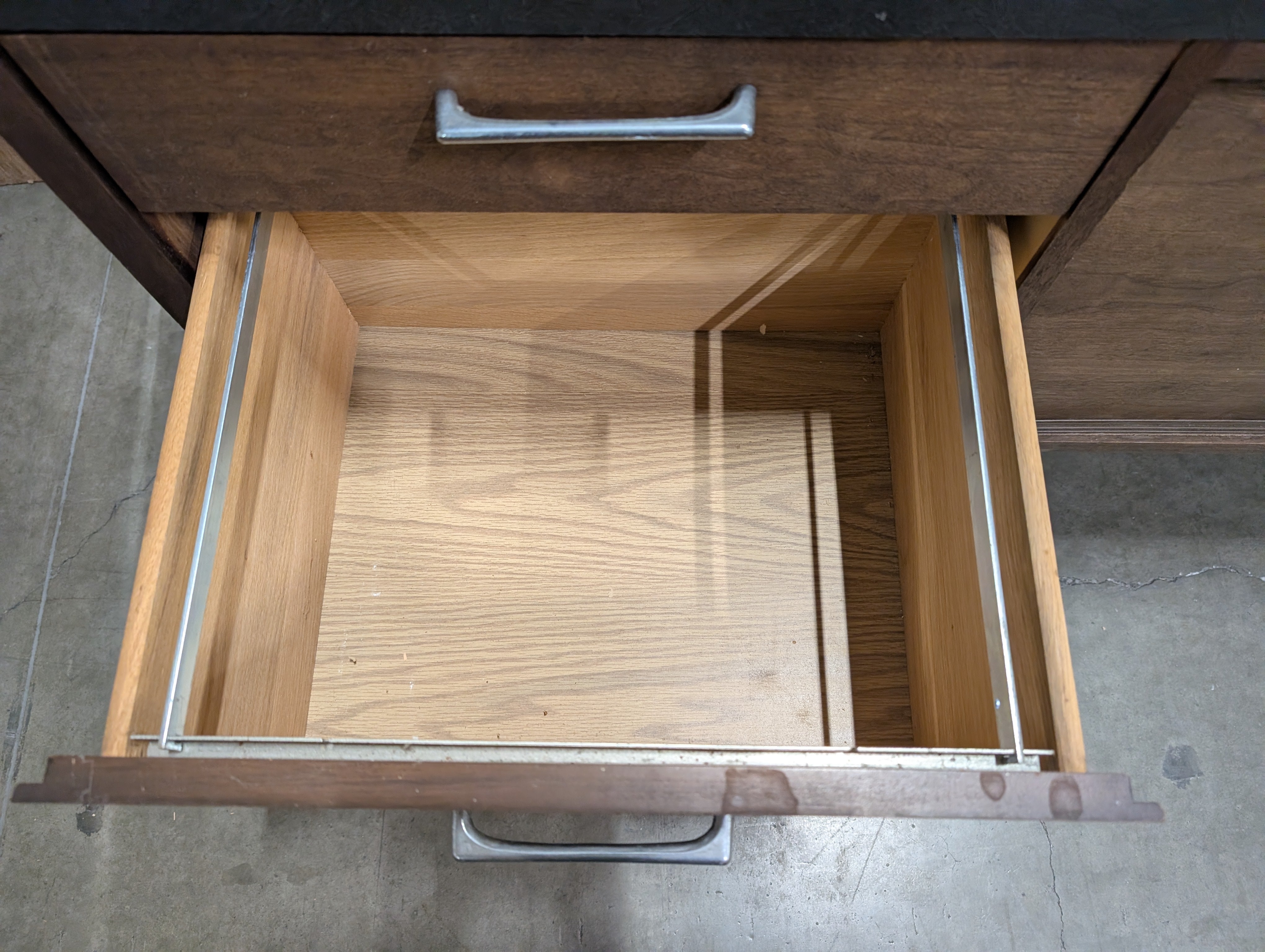 Mid-Century Modern Wood Credenza with Sliding Door