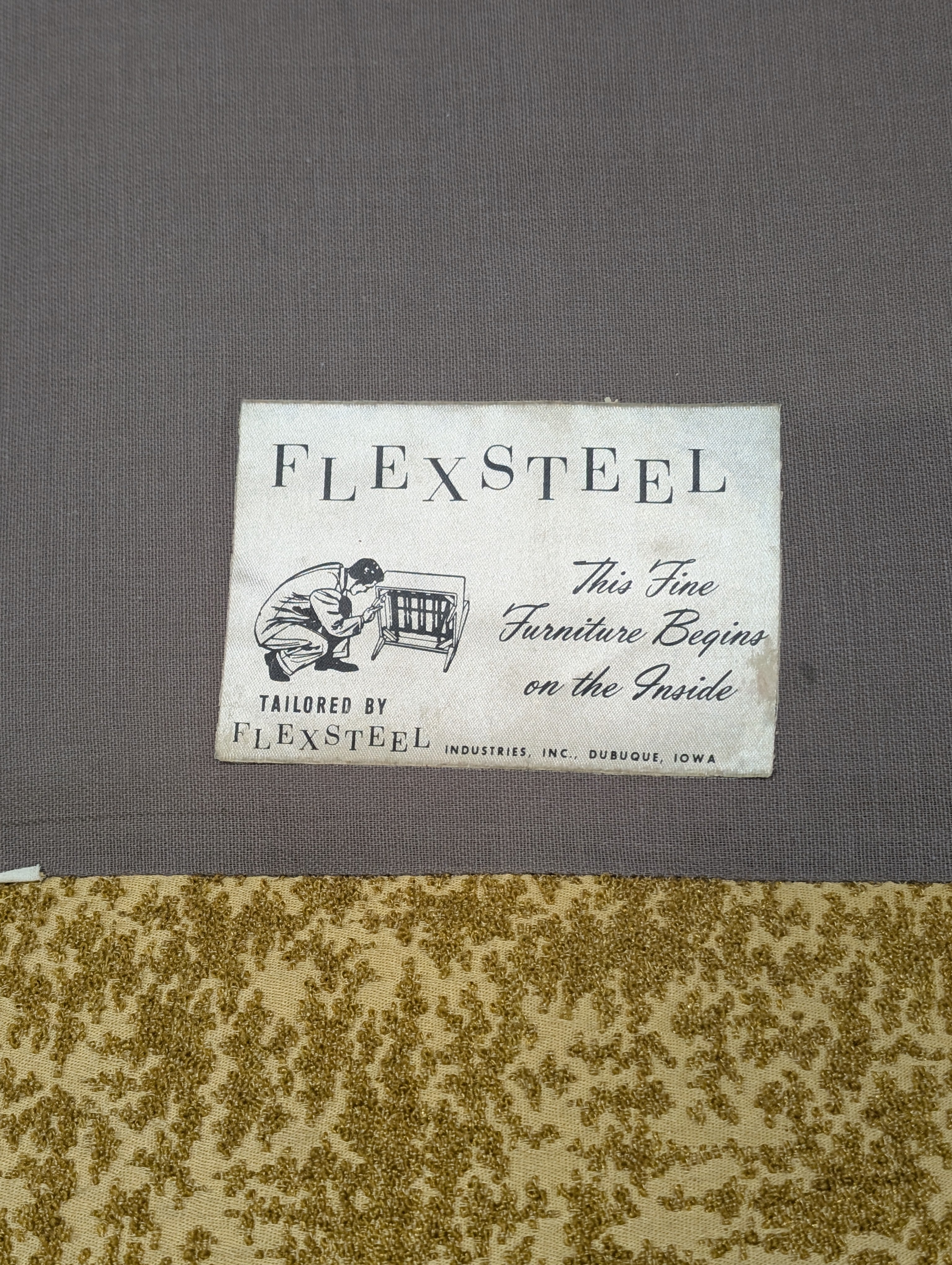 Vintage Gold FLEXSTEEL Tufted Sofa