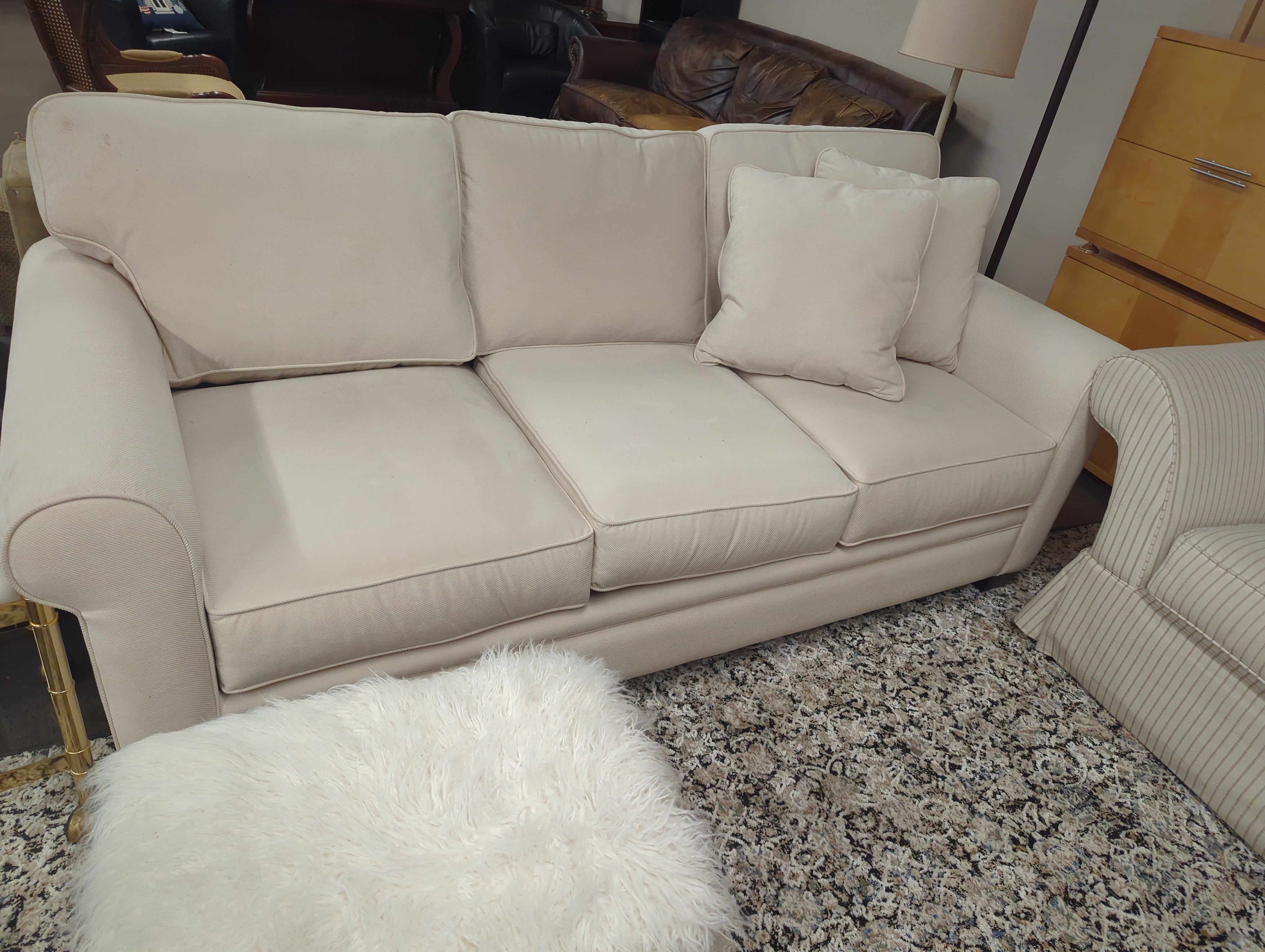 Cream Brushed Corduroy Couch