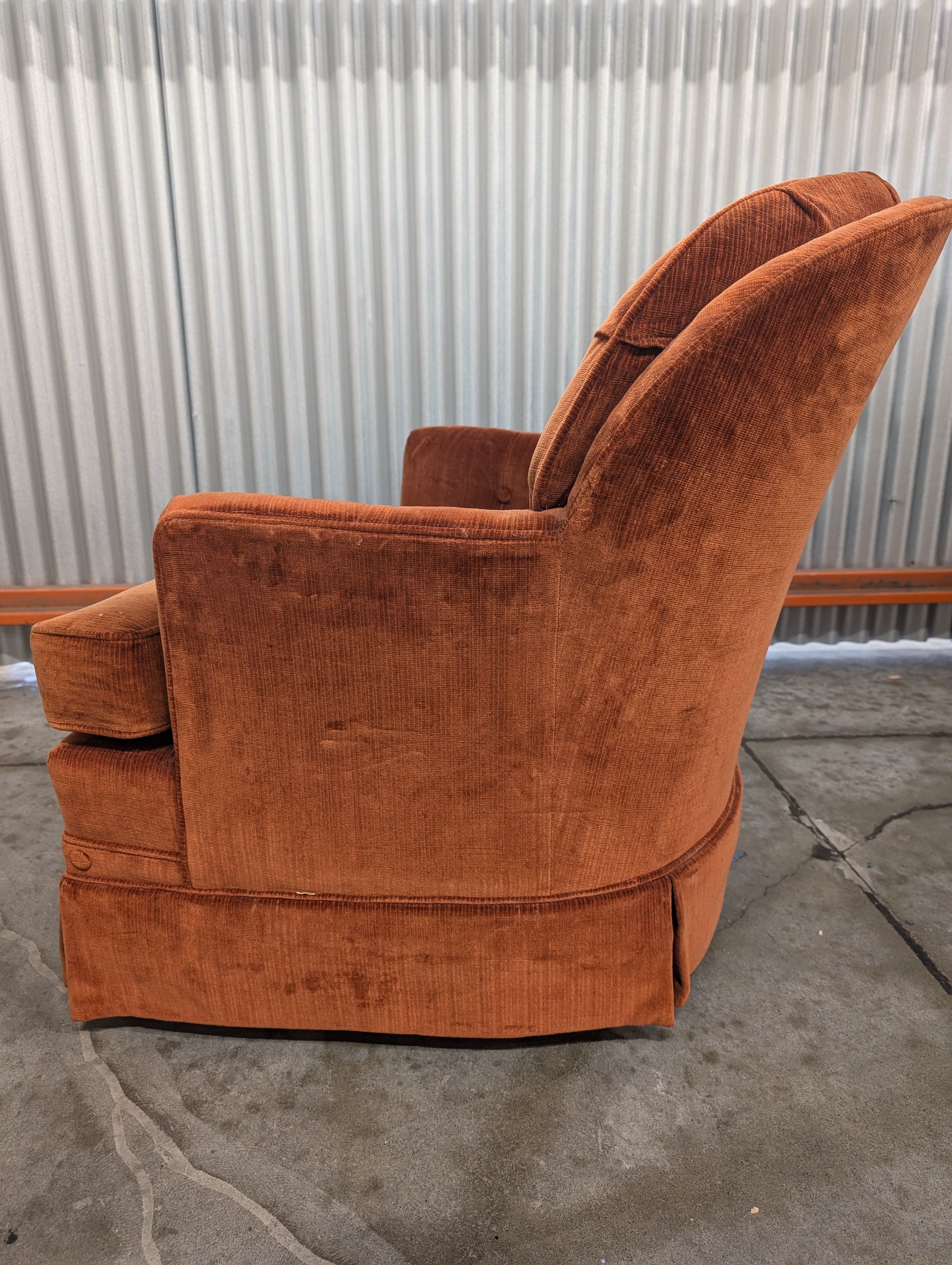 Pair of Vintage Terracotta Tufted Club Armchair