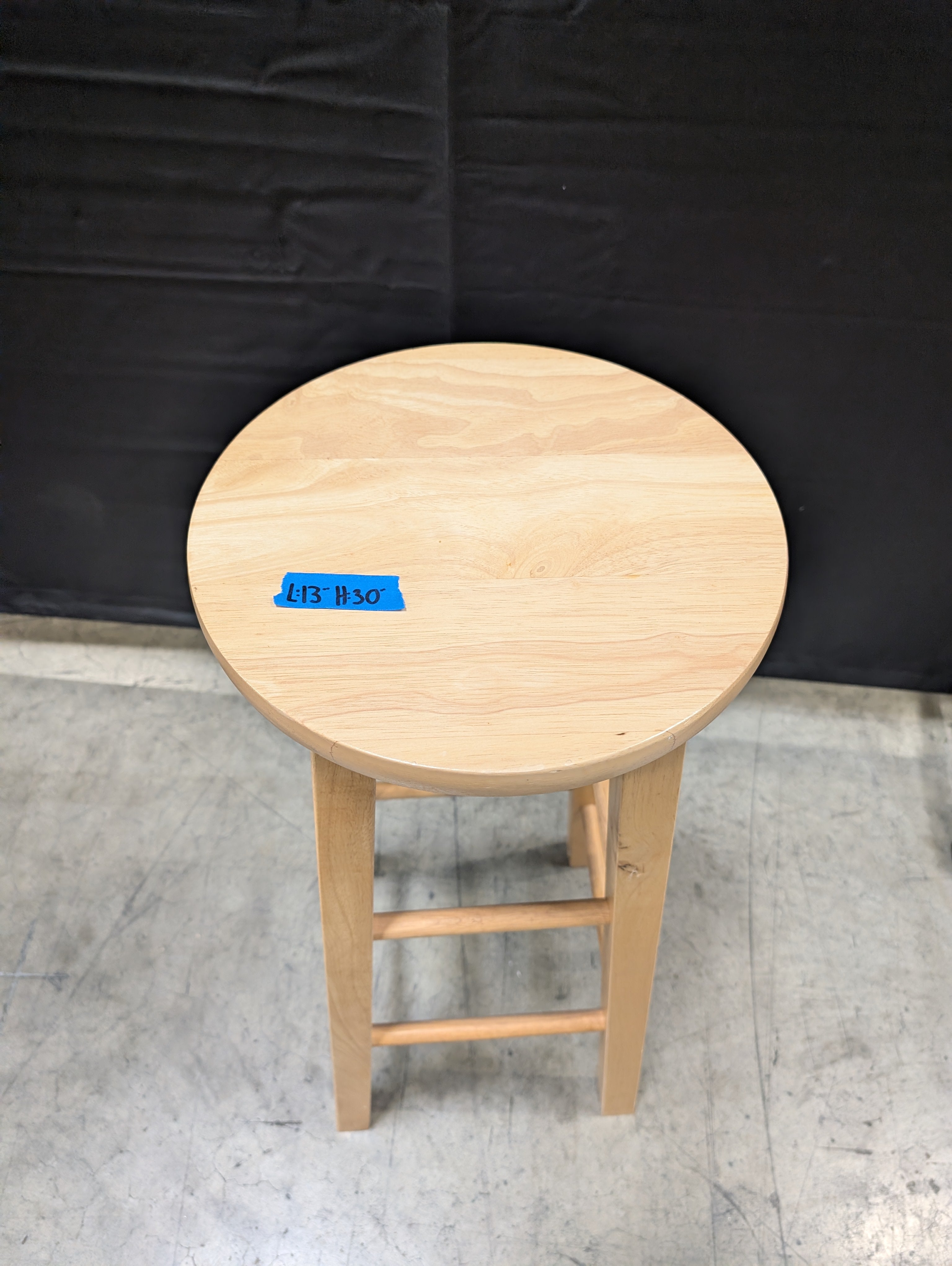 Natural Light Wood Round Top Bar Stool